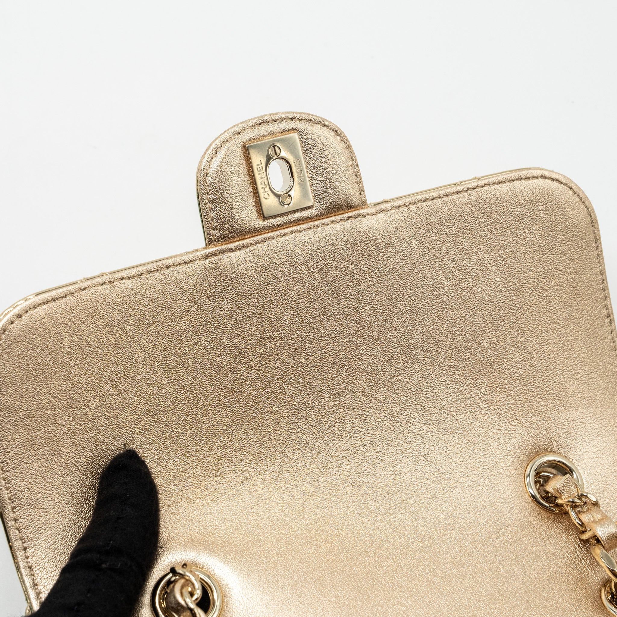 CHANEL 24C BACKPACK WITH STAR PATENT GOLD LGHW (MICROCHIP)