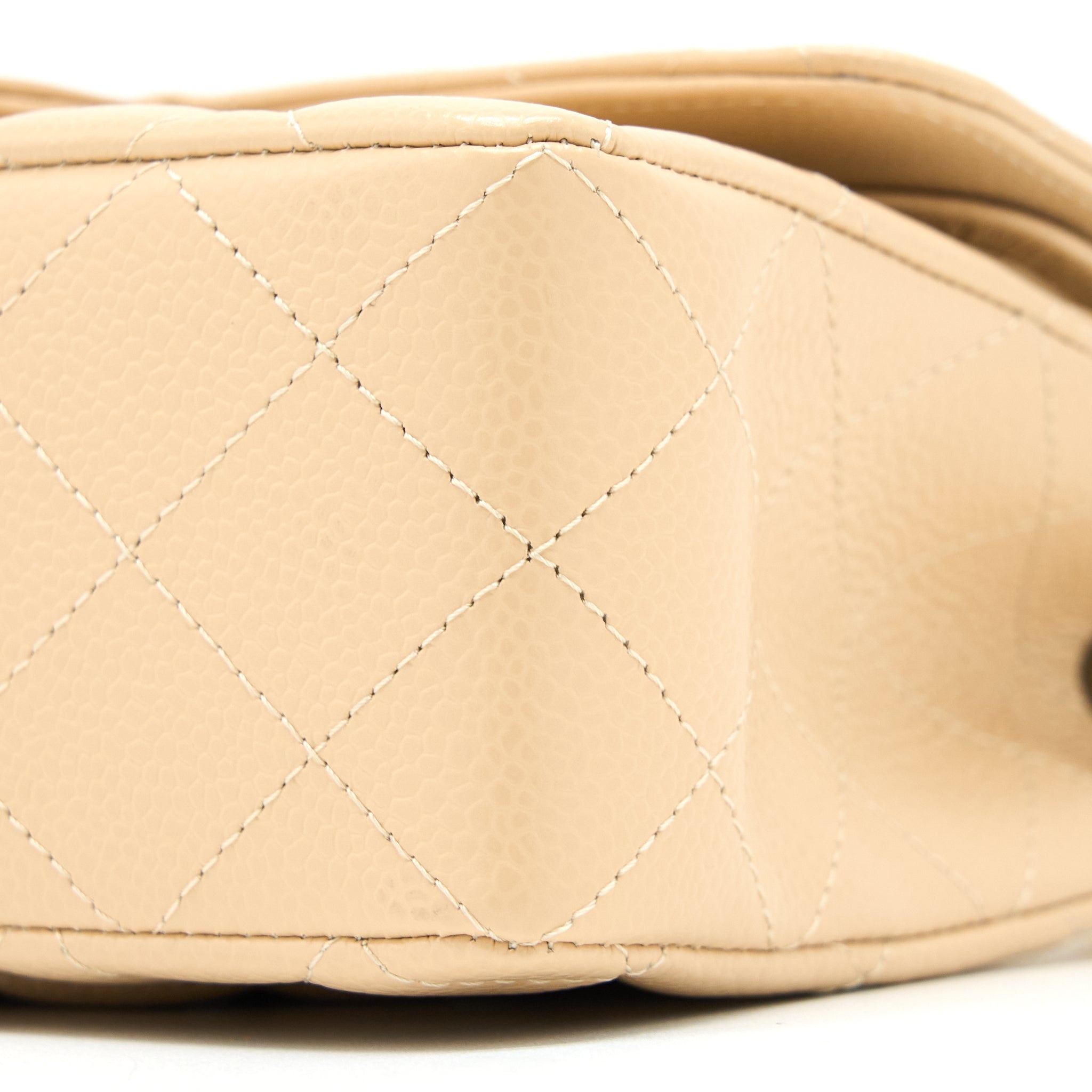 CHANEL SMALL CLASSIC DOUBLE FLAP BAG CAVIAR BEIGE GHW (MICROCHIP)