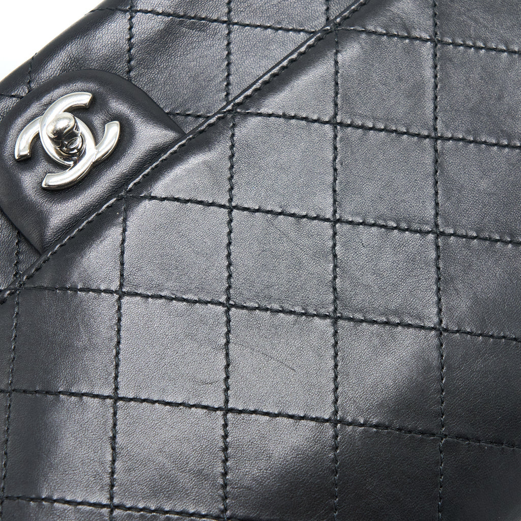 CHANEL QUILTED FLAP BAG LAMBSKIN BLACK SHW