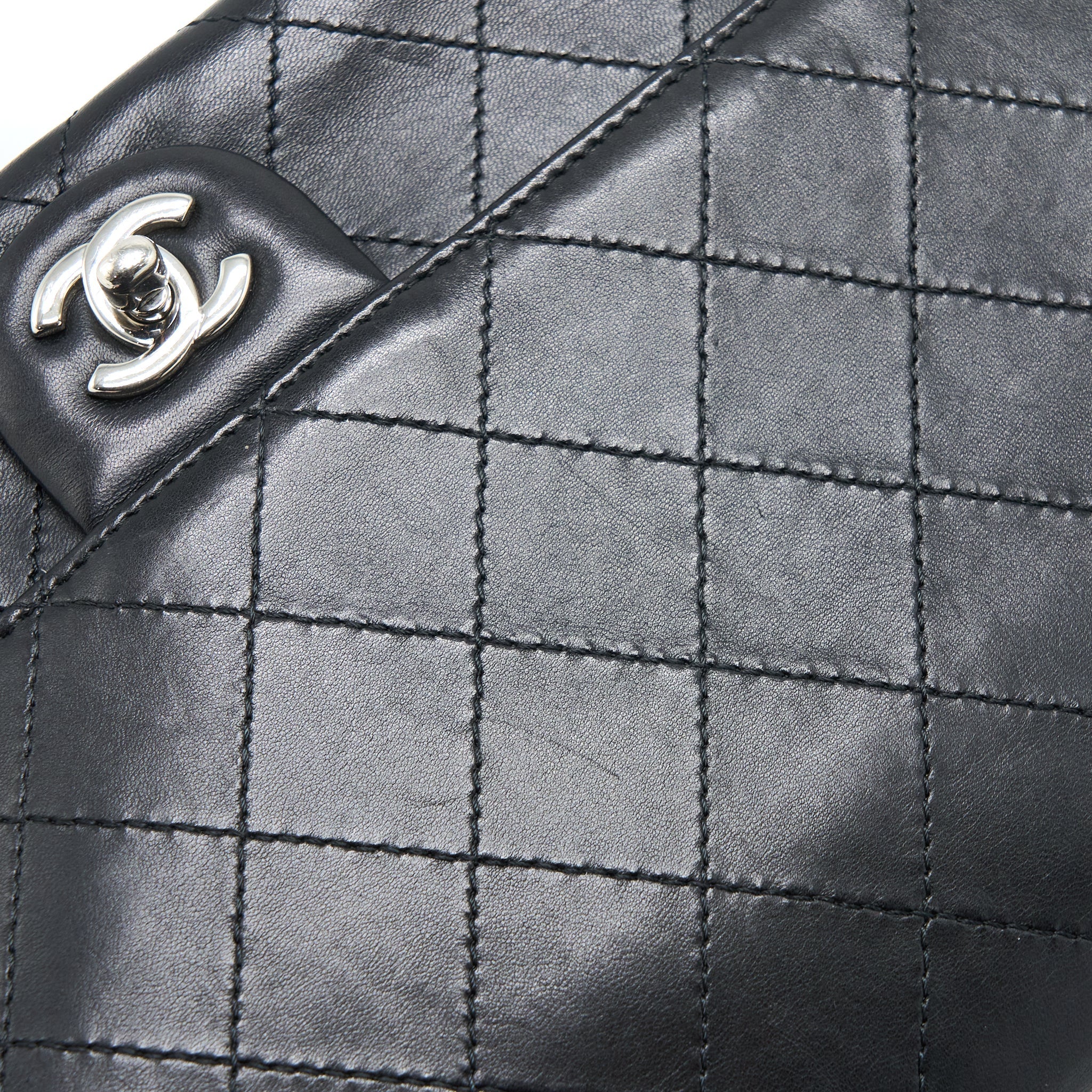 CHANEL QUILTED FLAP BAG LAMBSKIN BLACK SHW