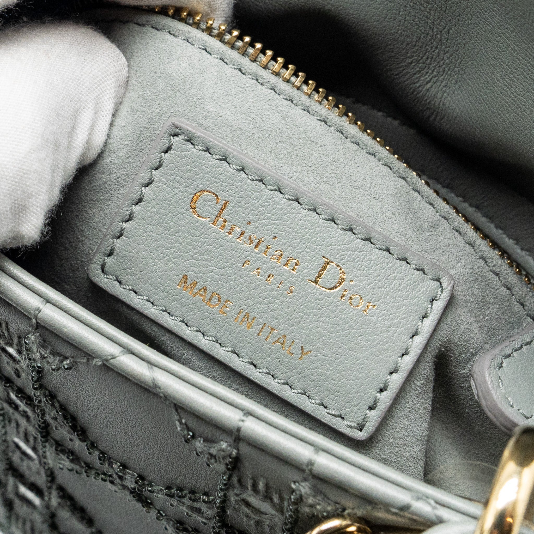 DIOR MINI LADY DIOR LIMITED EDITION LAMBSKIN GREY LGHW