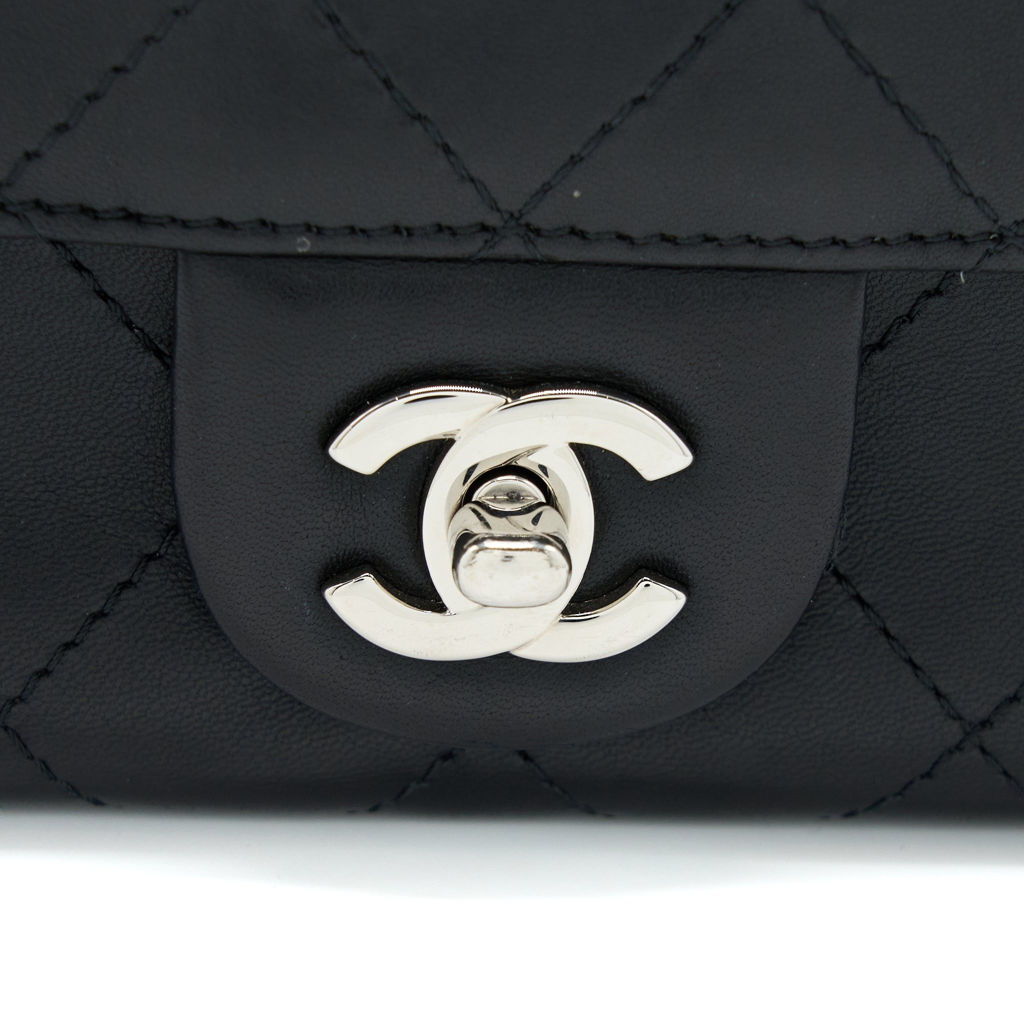 CHANEL QUILTED FLAP BAG LAMBSKIN BLACK SHW