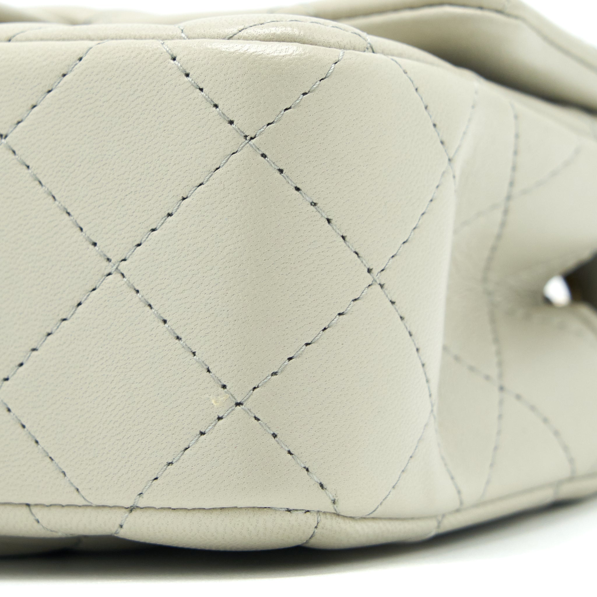CHANEL MINI RECTANGULAR FLAP BAG LAMBSKIN LIGHT GREY LGHW (MICROCHIP)