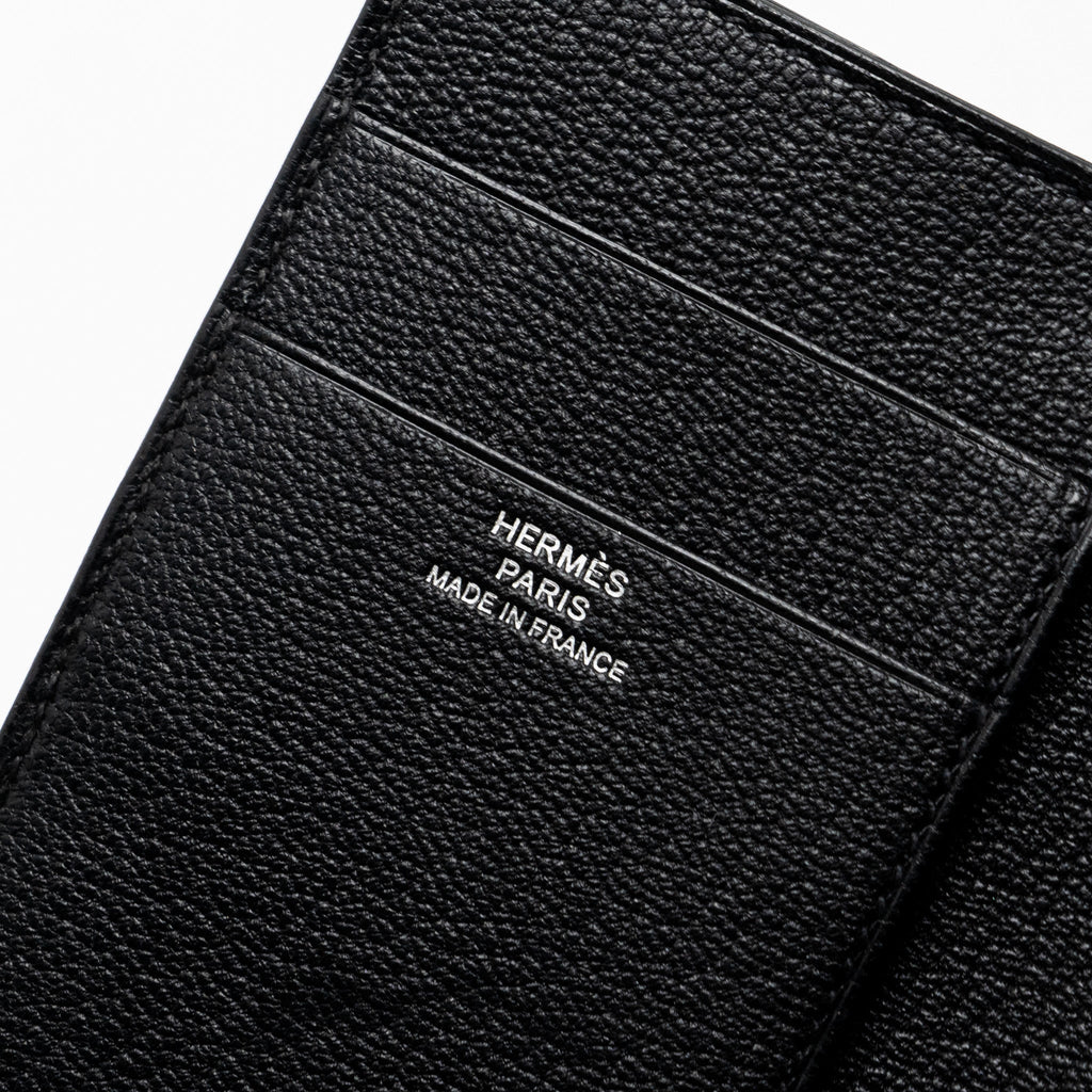 HERMES BEARN COMBINE TRI-FOLD COMPACT WALLET CHEVRE MYSORE BLACK SHW