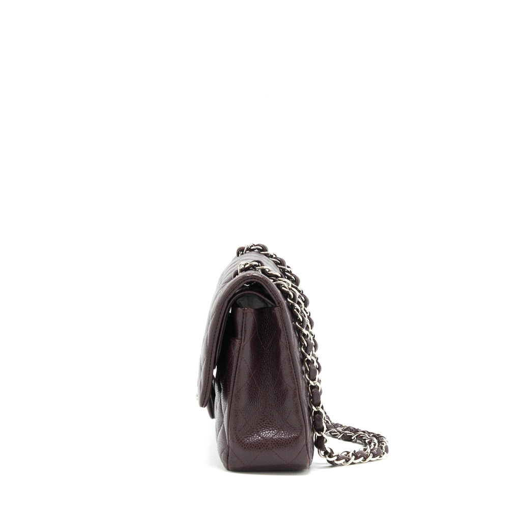CHANEL MEDIUM CLASSIC DOUBLE FLAP BAG CAVIAR BURGUNDY SHW