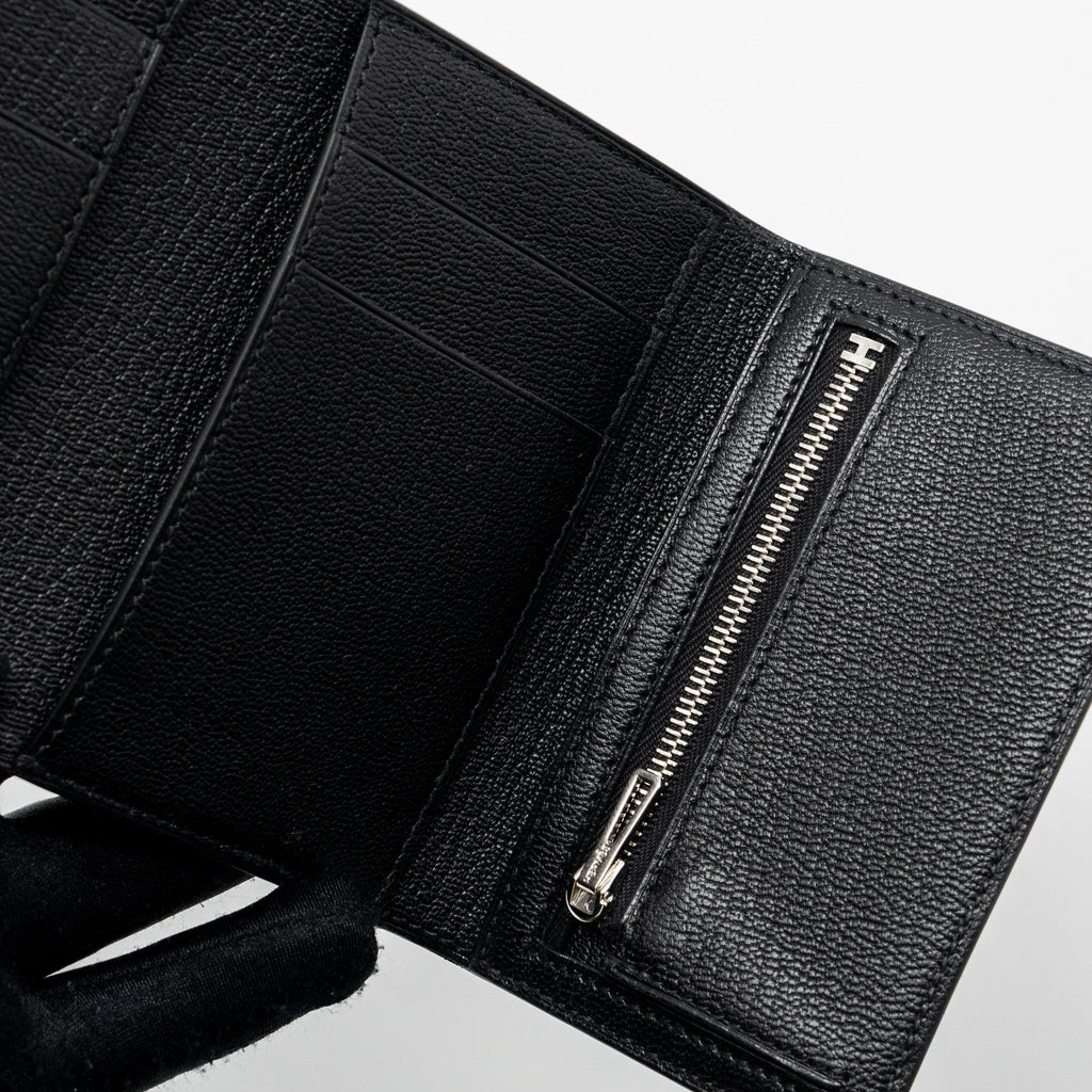 HERMES BEARN COMBINE TRI-FOLD COMPACT WALLET CHEVRE MYSORE BLACK SHW