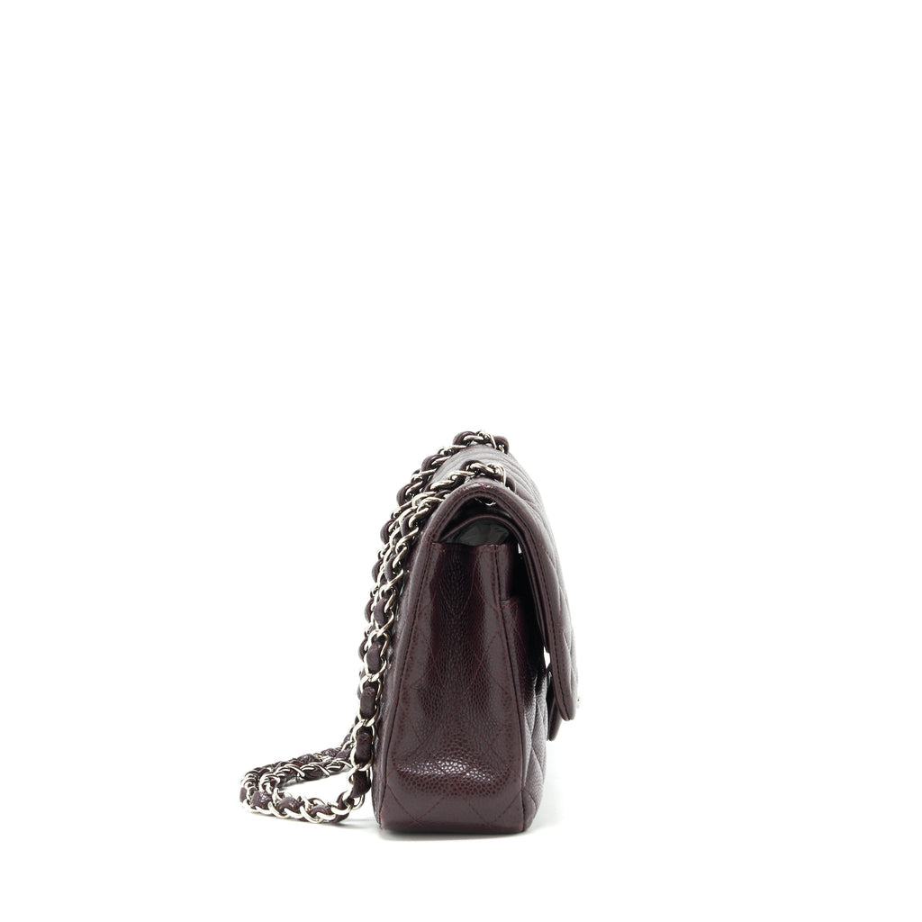 CHANEL MEDIUM CLASSIC DOUBLE FLAP BAG CAVIAR BURGUNDY SHW