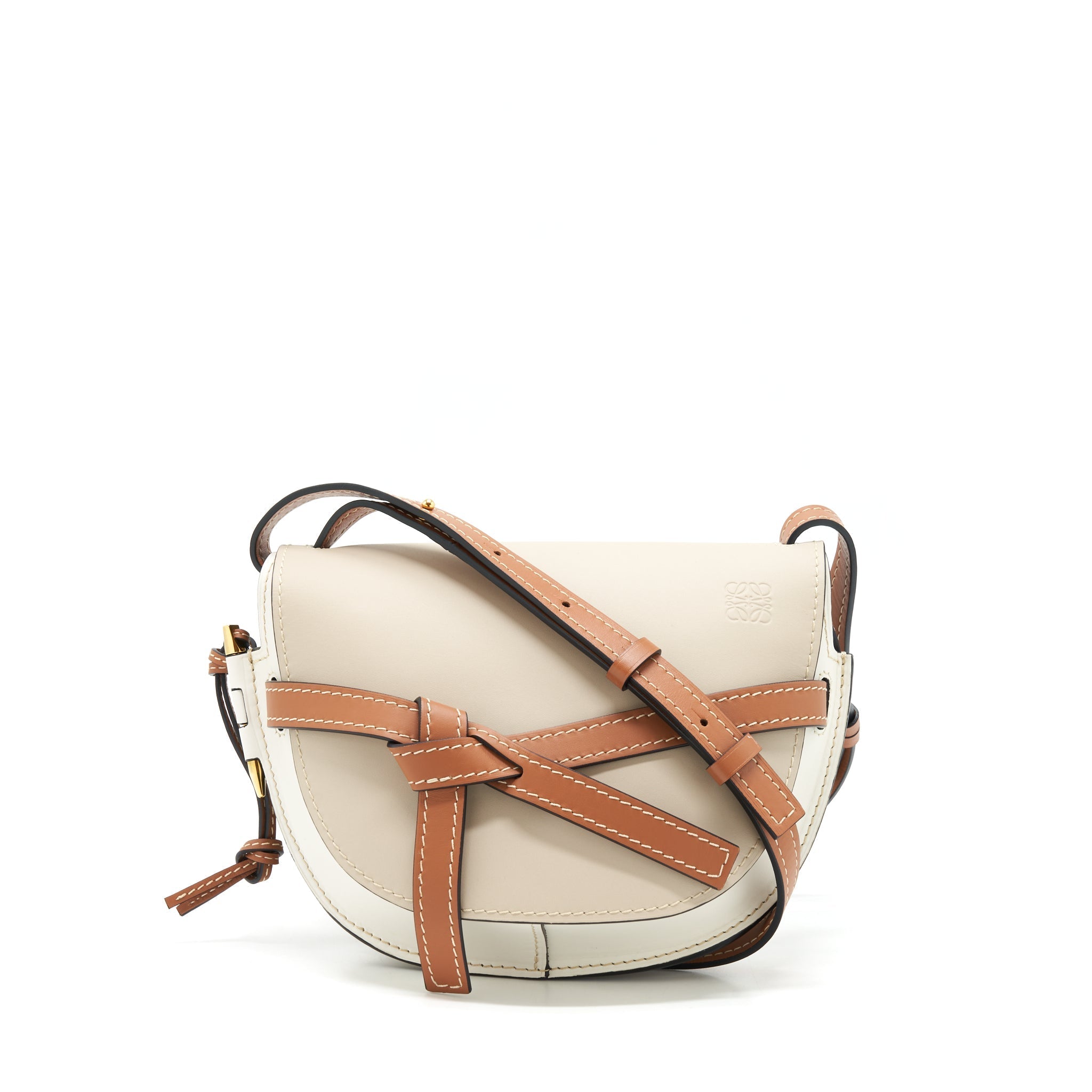 LOEWE SMALL GATE BAG SOFT CALFSKIN OAT/ WHITE MULTICOLOUR