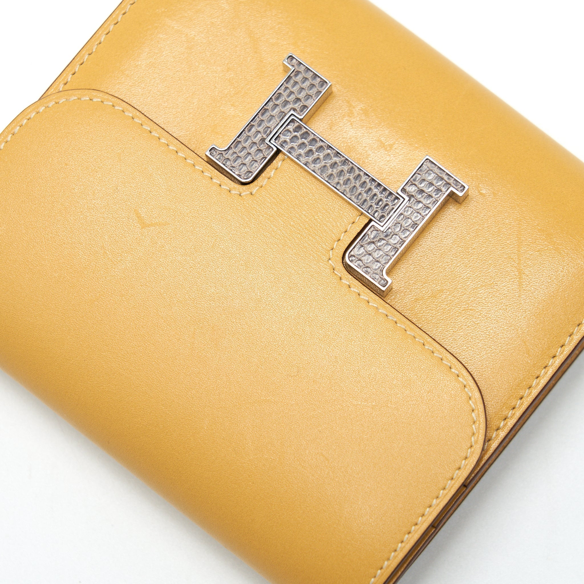 HERMES CONSTANCE WALLET TADELAKT LEATHER PAILLE FICELLE LIZARD H BUCKLE SHW