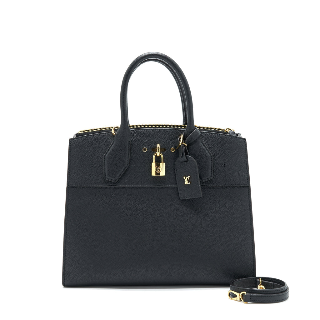 LOUIS VUITTON CITY STEAMER MM BLACK WITH AUTRES CUIRS LEATHER