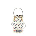 FENDI X FILA MINI LOGO MON TRESOR DRAWSTRING BUCKET BAG WHITE GHW