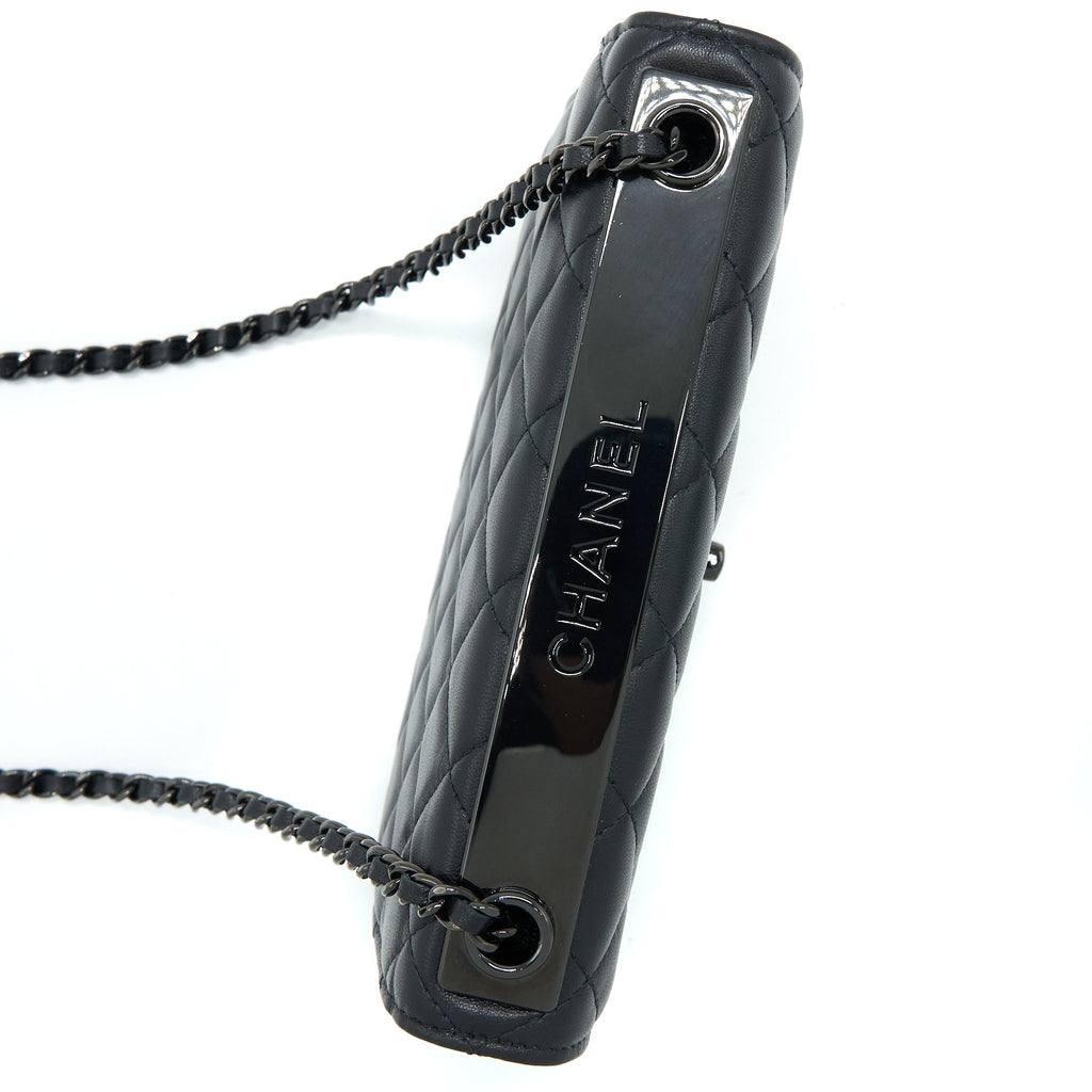 CHANEL TRENDY CC WALLET ON CHAIN LAMBSKIN SO BLACK WITH BLACK HARDWARE (MICROCHIP)