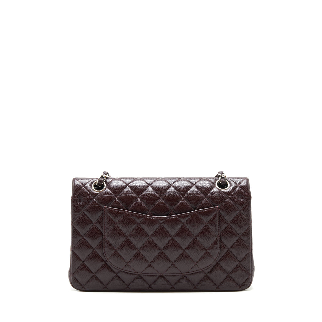 CHANEL MEDIUM CLASSIC DOUBLE FLAP BAG CAVIAR BURGUNDY SHW