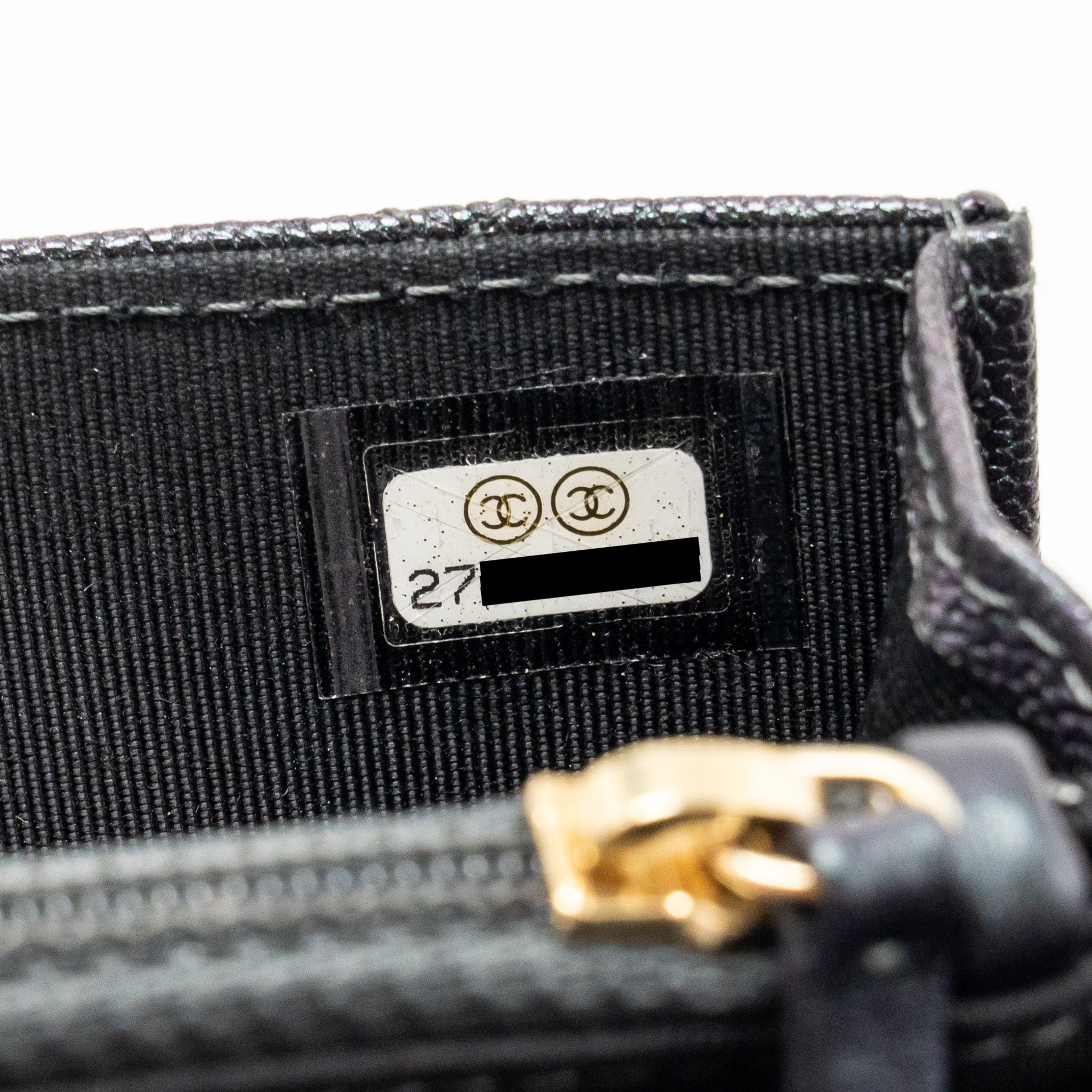 CHANEL QUILTED SQUARE WALLET WITH CHAIN CAVIAR IRIDESCENT BLACK LGHW