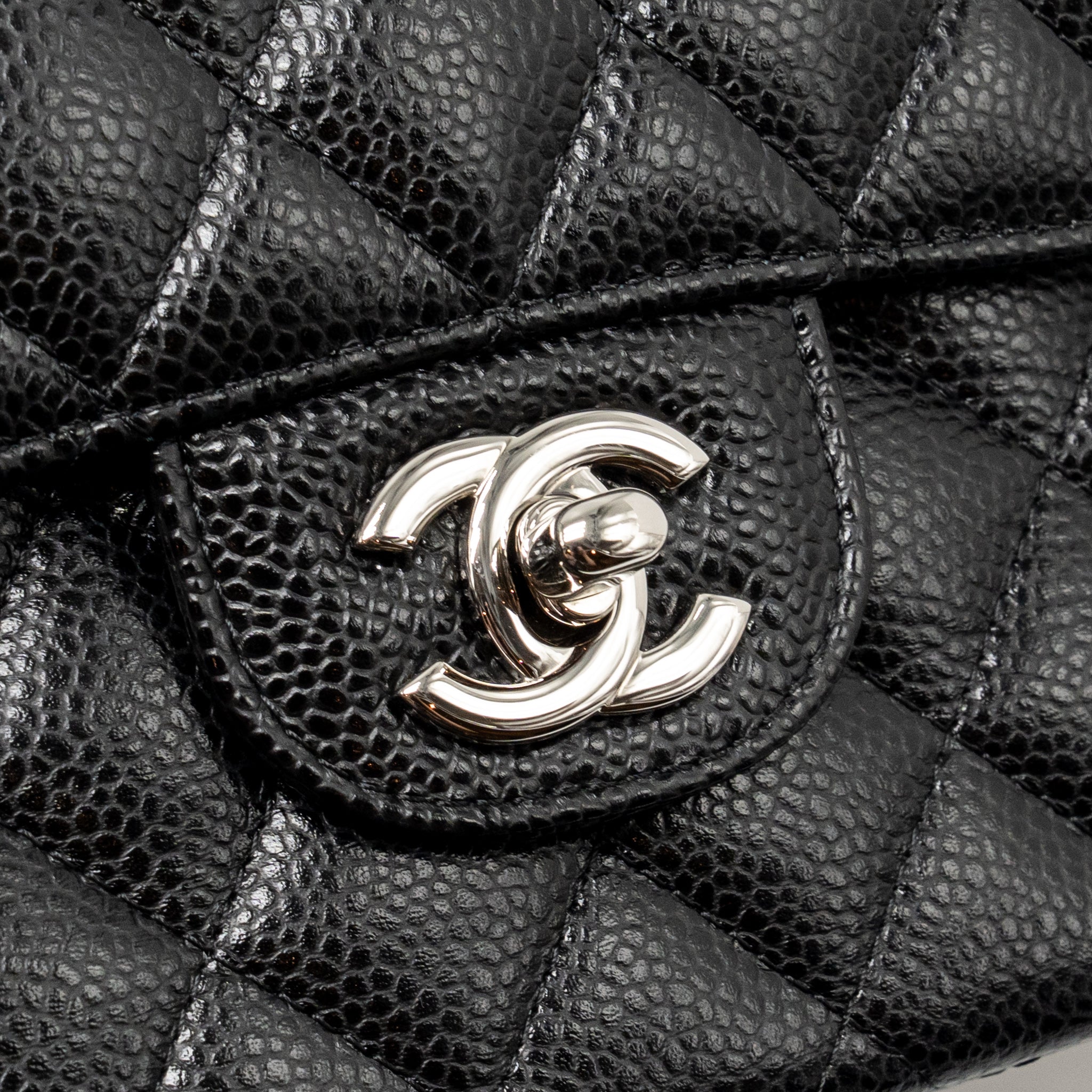 CHANEL MEDIUM CLASSIC DOUBLE FLAP BAG CAVIAR BLACK SHW