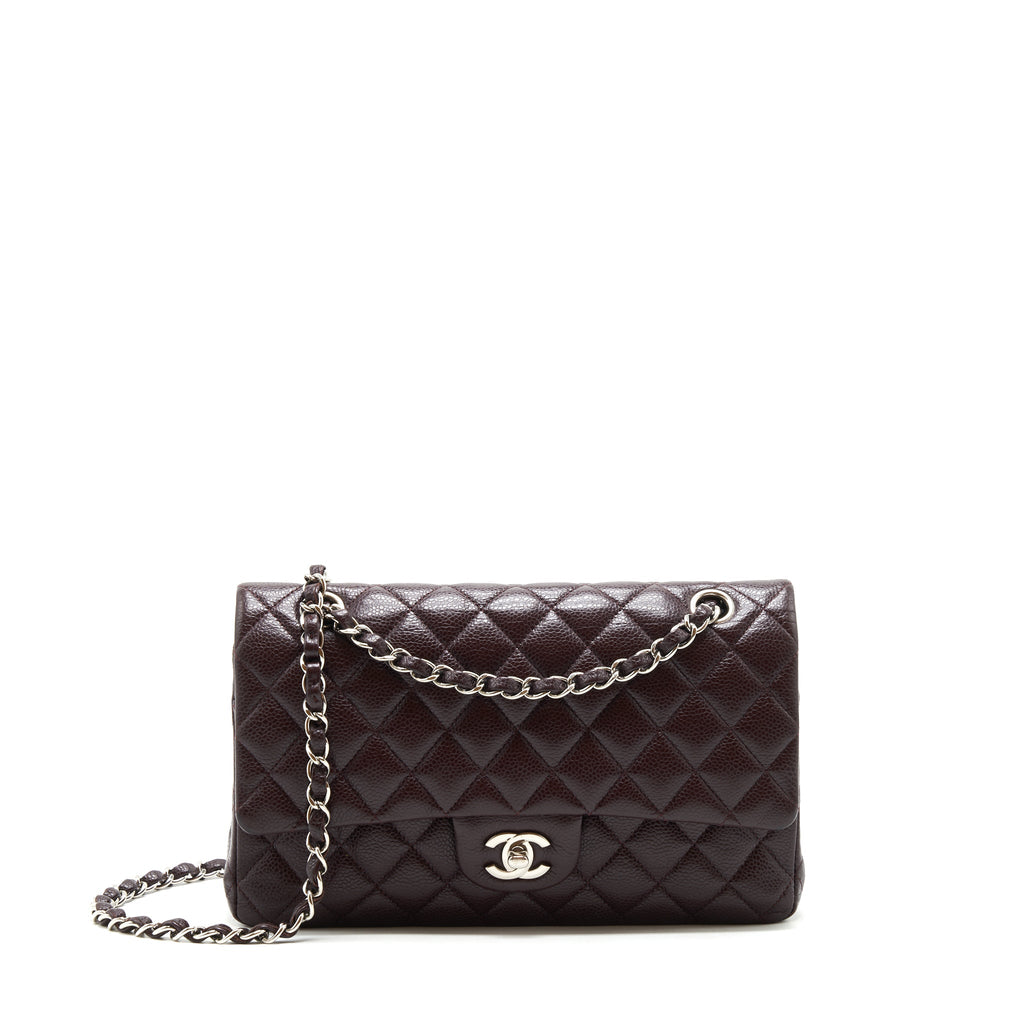 CHANEL MEDIUM CLASSIC DOUBLE FLAP BAG CAVIAR BURGUNDY SHW
