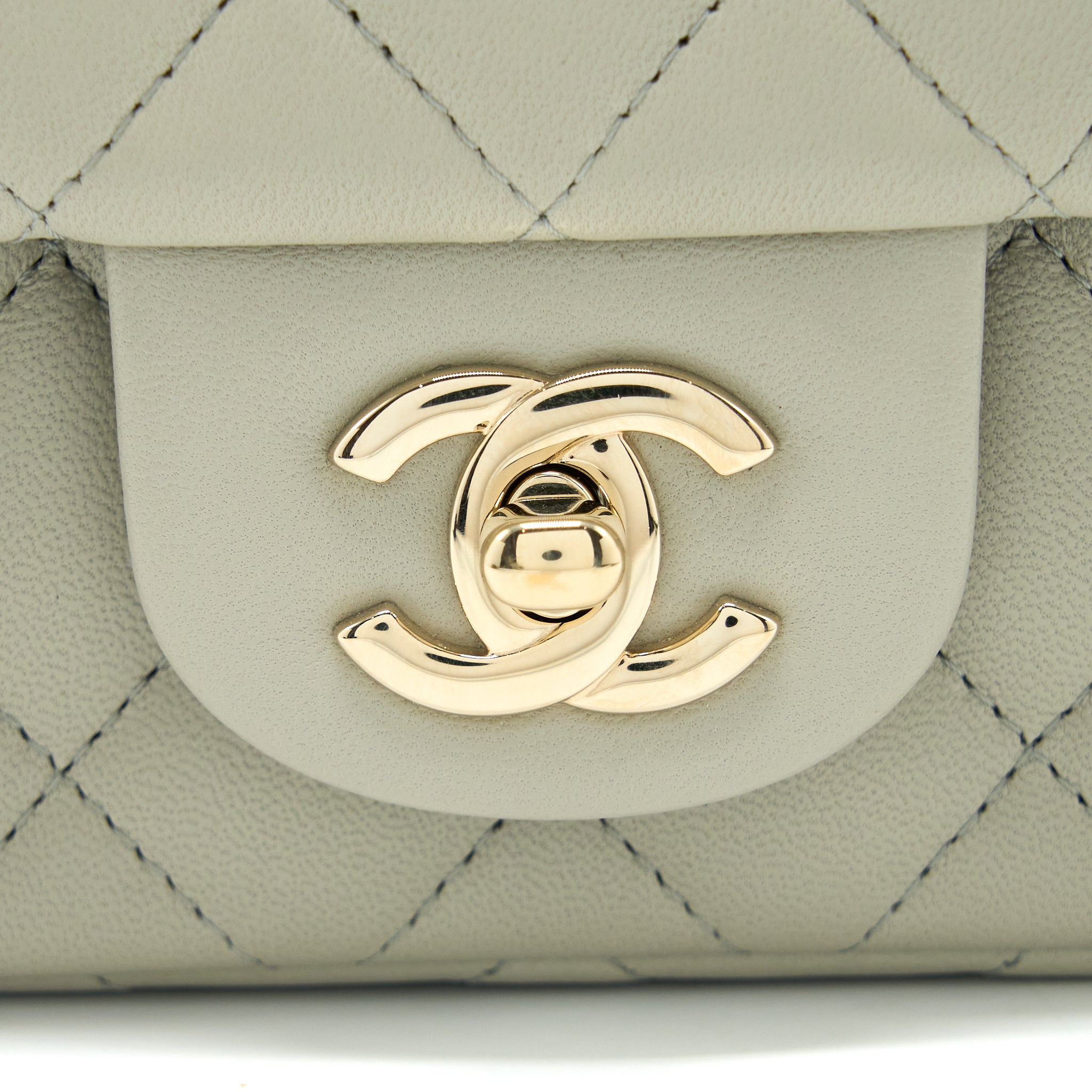 CHANEL MINI RECTANGULAR FLAP BAG LAMBSKIN LIGHT GREY LGHW (MICROCHIP)