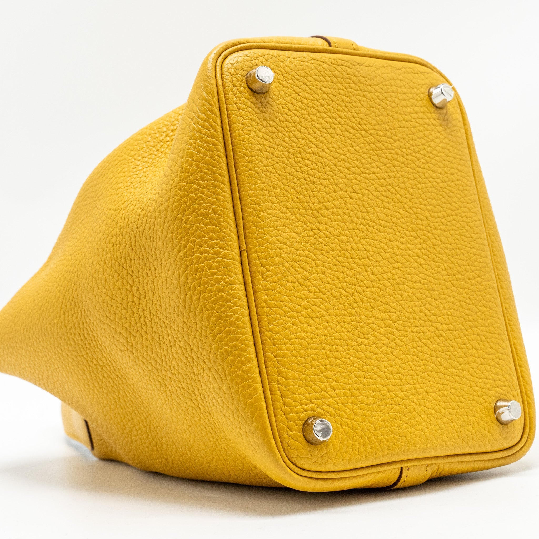 HERMES PICOTIN 18 LOCK BAG CLEMENCE 9D JAUNE AMBER / P3 BLUE DU NORD SHW