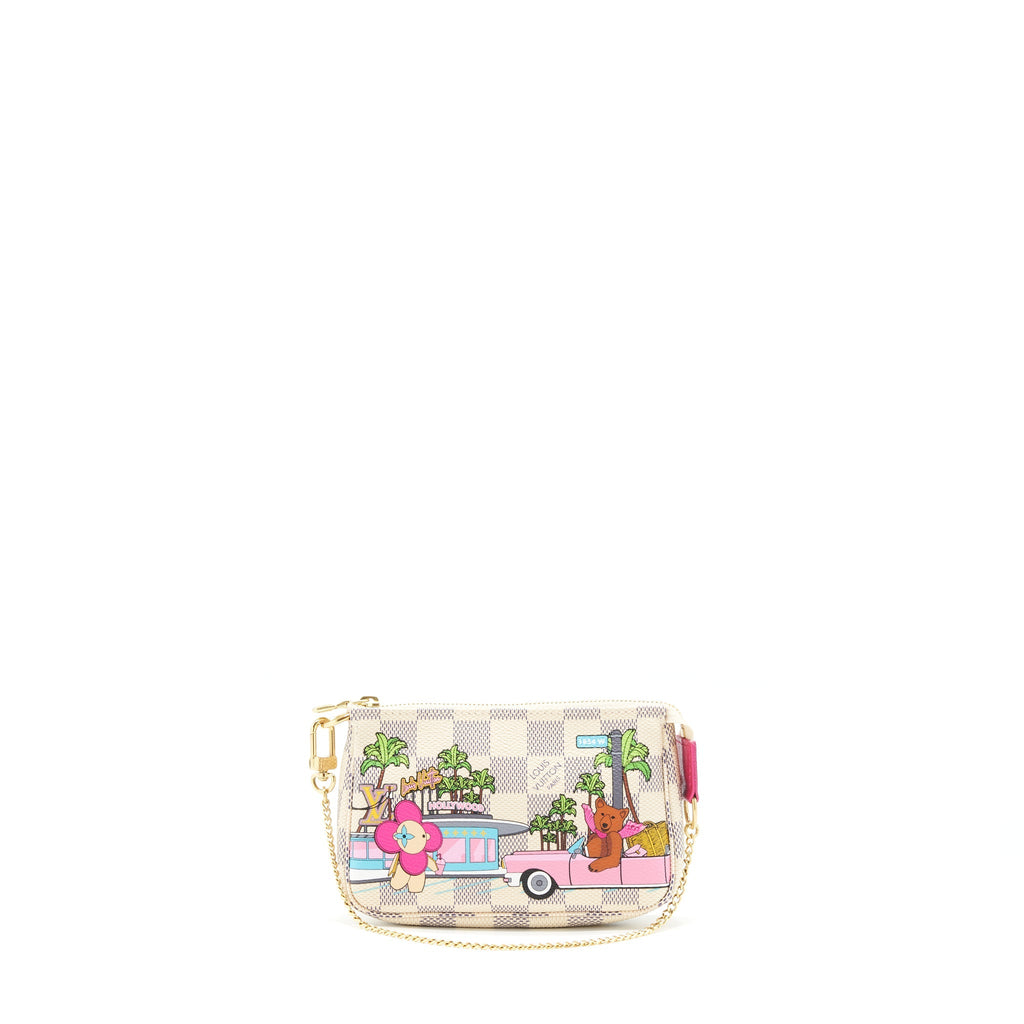 LOUIS VUITTON CHRISTMAS LIMITED MINI POCHETTE ACCESSORIES DAMIER AZUR CANVAS