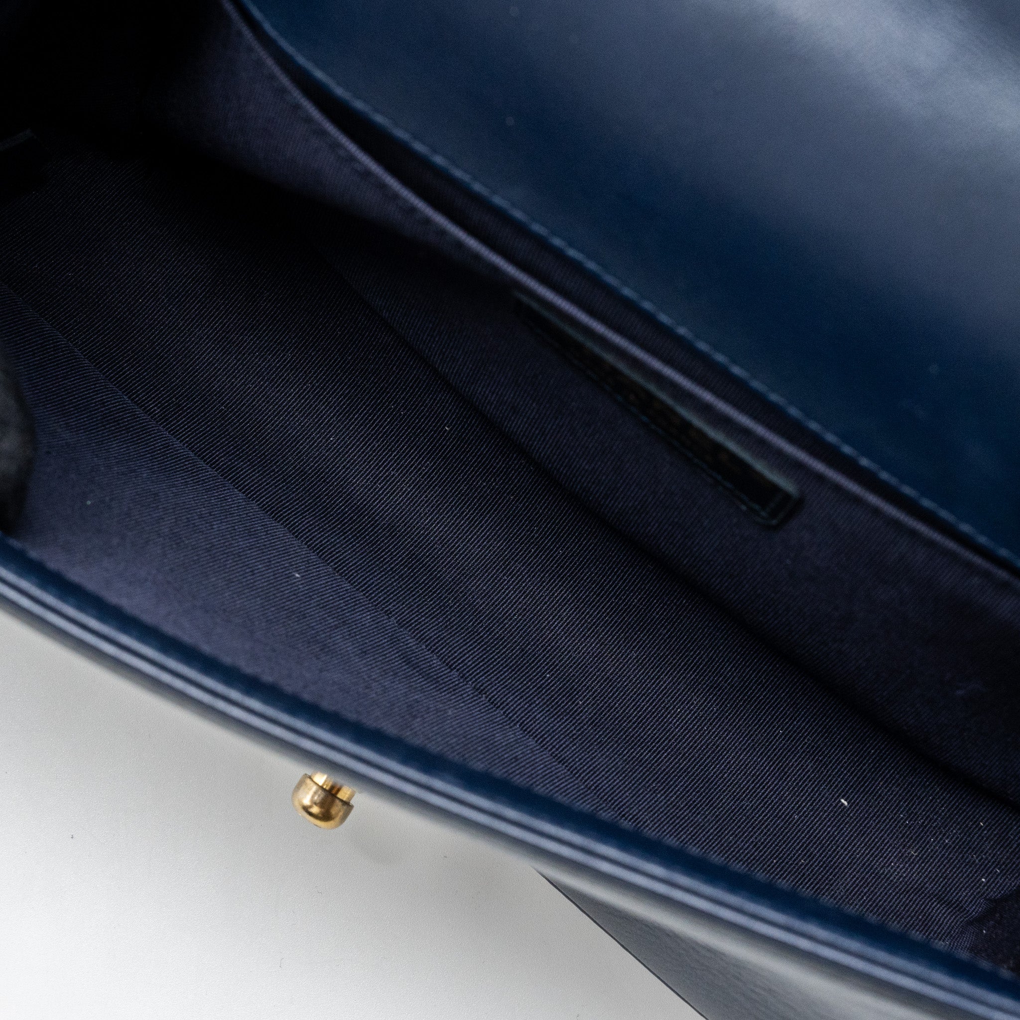 CHANEL MEDIUM BOY BAG LAMBSKIN BLUE GHW