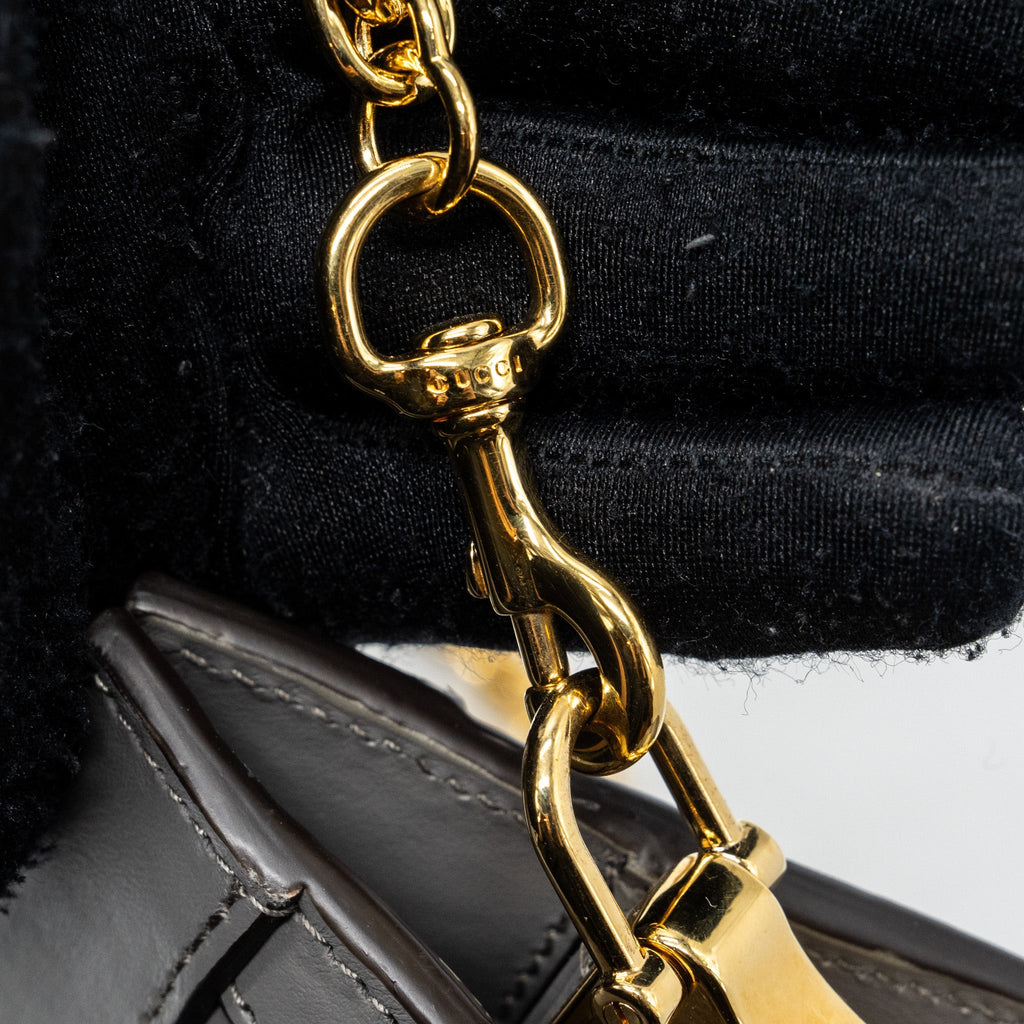 GUCCI CHAIN CROSSBODY BAG CALFSKIN GREY LGHW