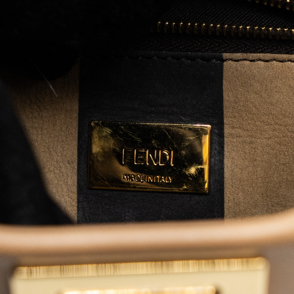 FENDI MINI PEEKABOO CALFSKIN BEIGE GHW