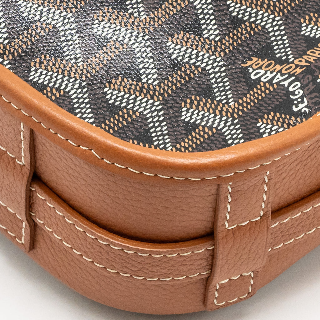 GOYARD BELVEDERE PM MESSENGER BAG GOYARDINE CANVAS/CALFSKIN TAN SHW