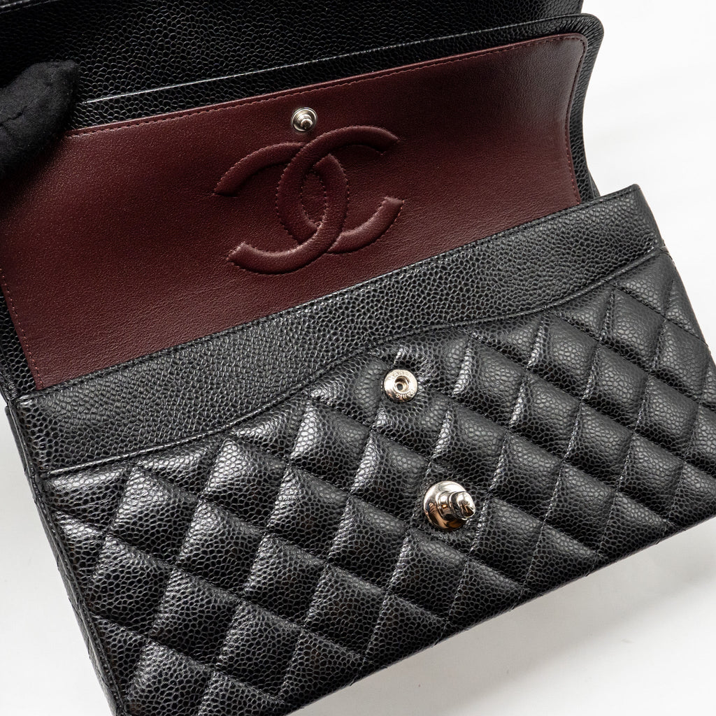 CHANEL MEDIUM CLASSIC DOUBLE FLAP BAG CAVIAR BLACK SHW
