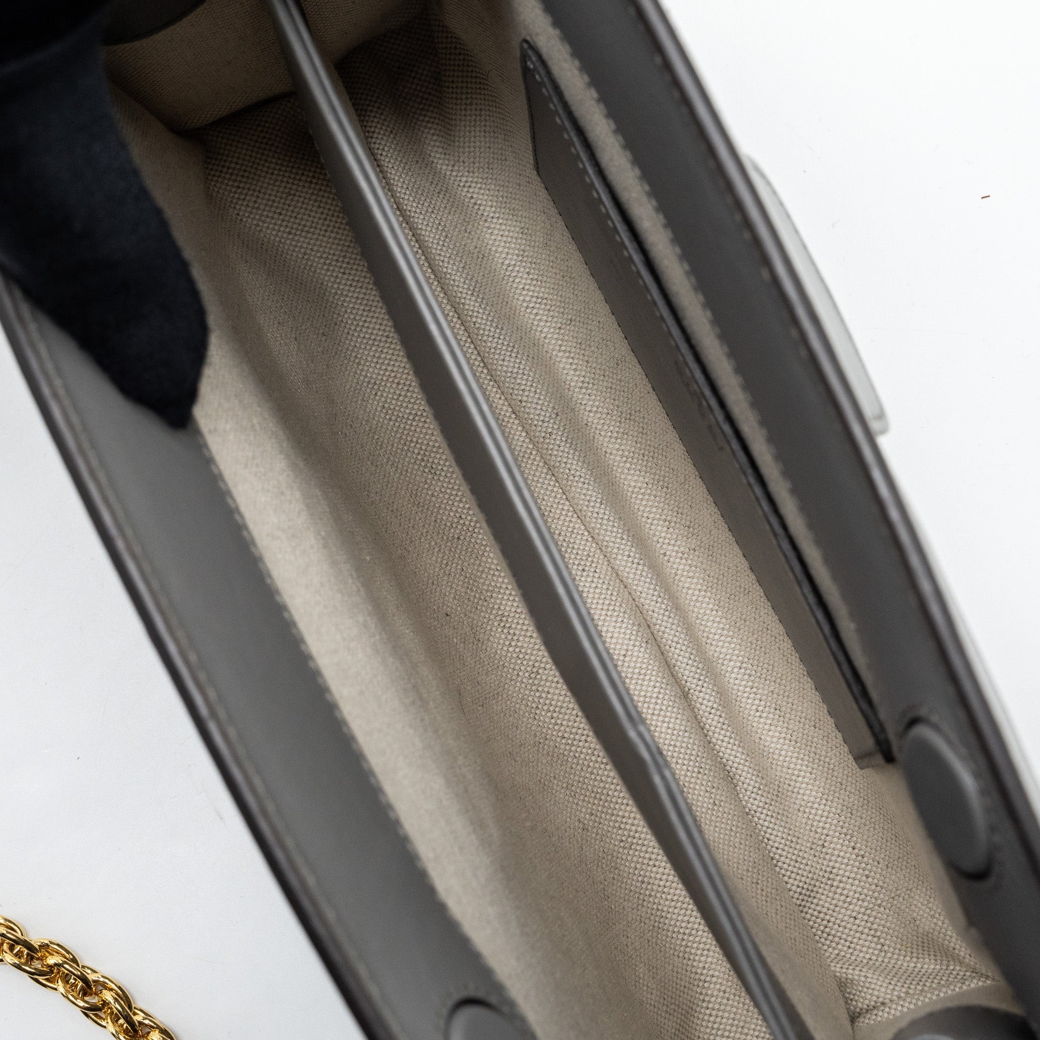 GUCCI CHAIN CROSSBODY BAG CALFSKIN GREY LGHW