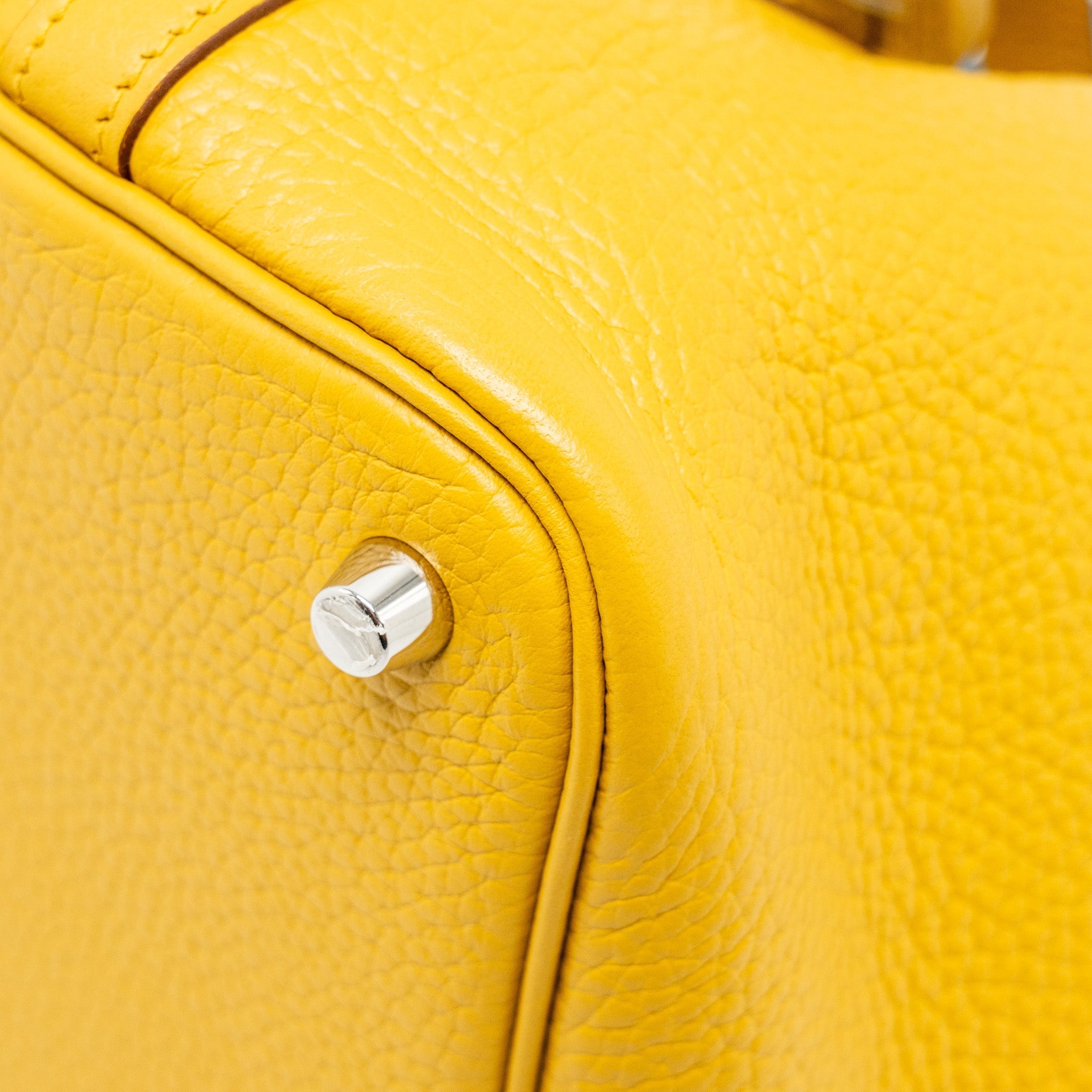 HERMES PICOTIN 18 LOCK BAG CLEMENCE 9D JAUNE AMBER / P3 BLUE DU NORD SHW