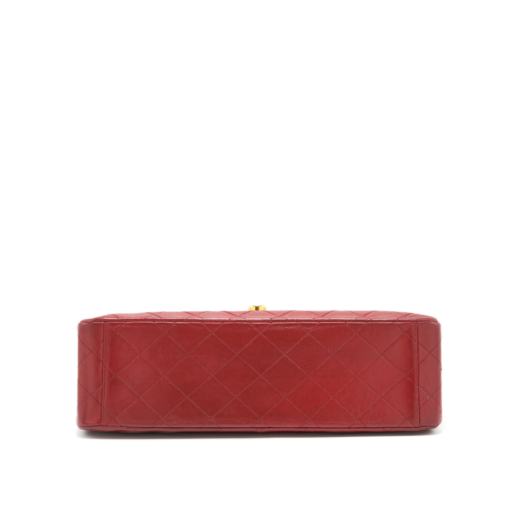 CHANEL VINTAGE MAXI FLAP BAG LAMBSKIN RED GHW