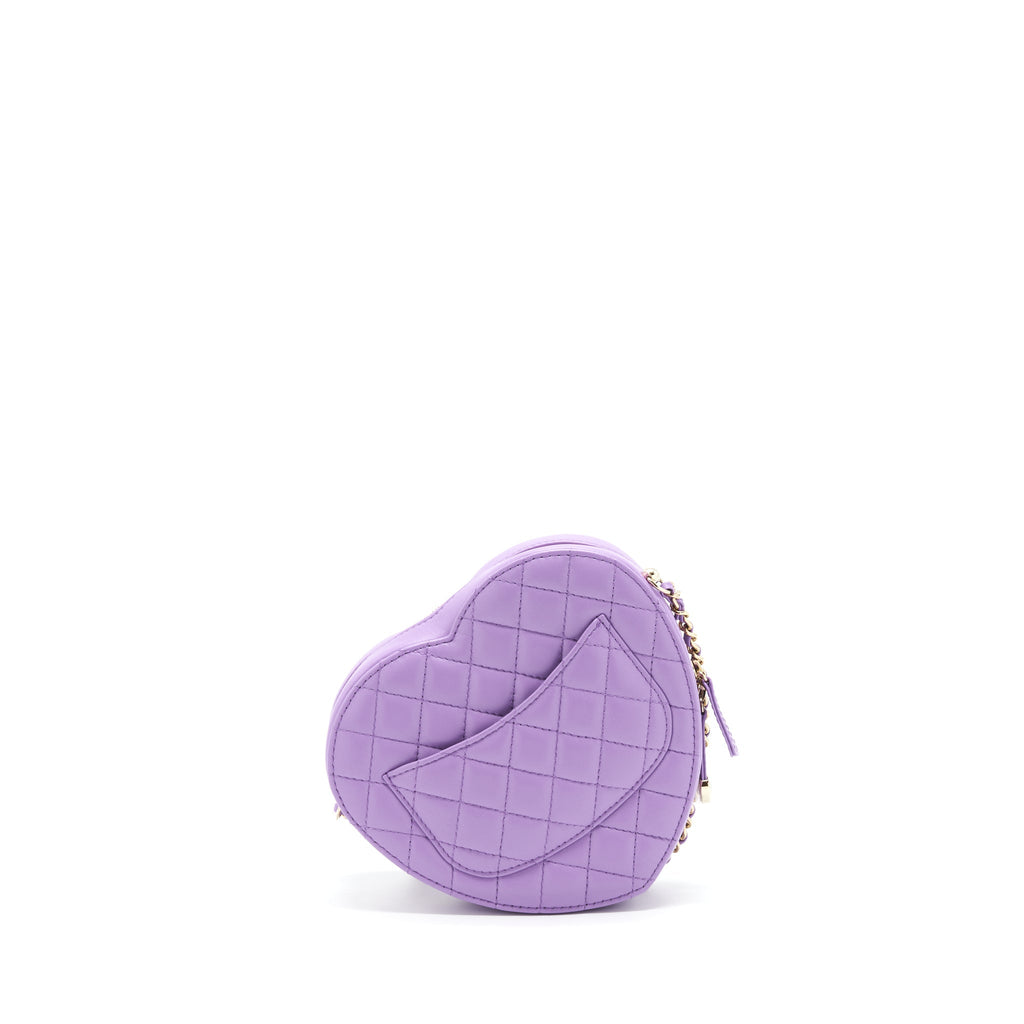 CHANEL 22S HEART BAG LAMBSKIN PURPLE LGHW (MICROCHIP)
