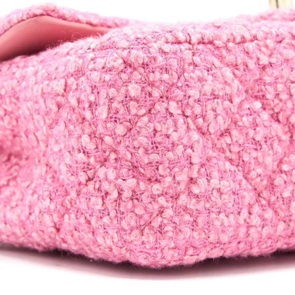 CHANEL MINI RECTANGULAR FLAP BAG TWEED PINK LGHW (MICROCHIP)