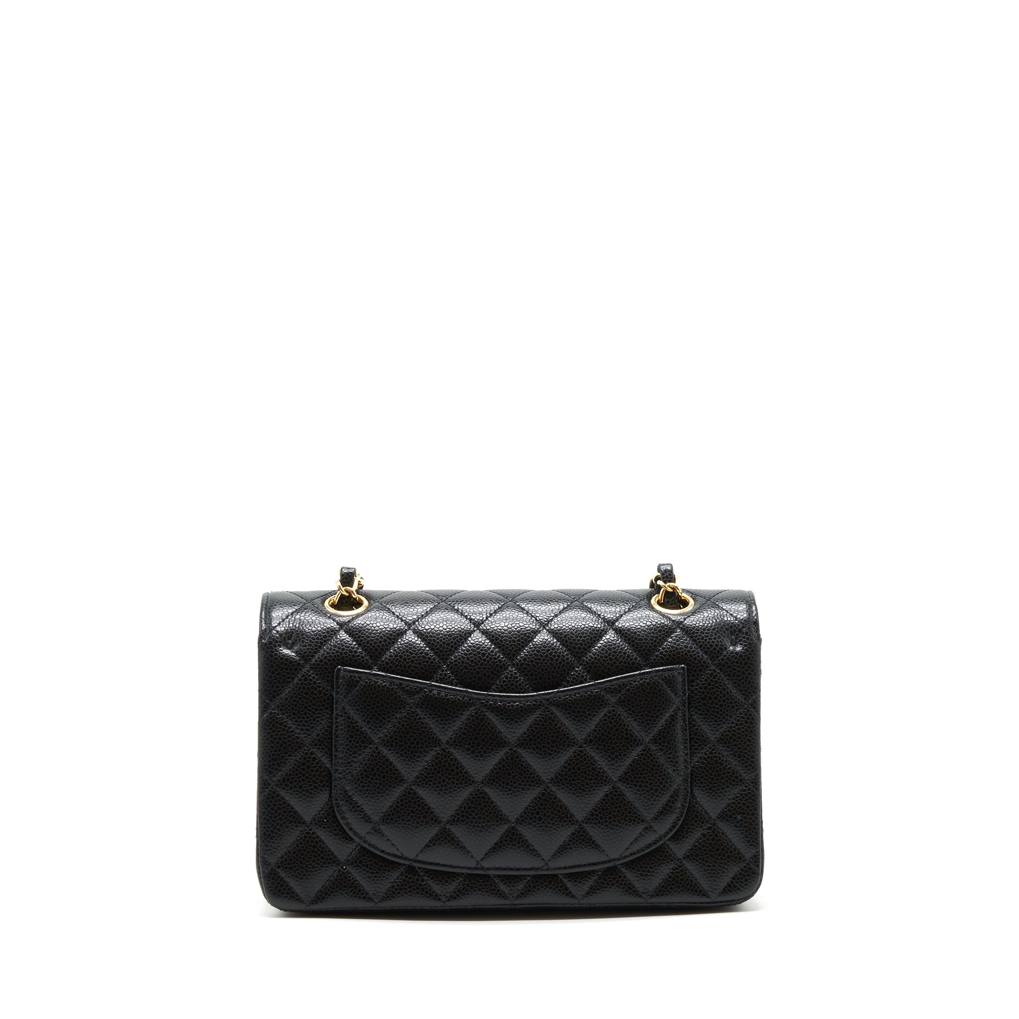 CHANEL SMALL CLASSIC DOUBLE FLAP BAG CAVIAR BLACK GHW (MICROCHIP)