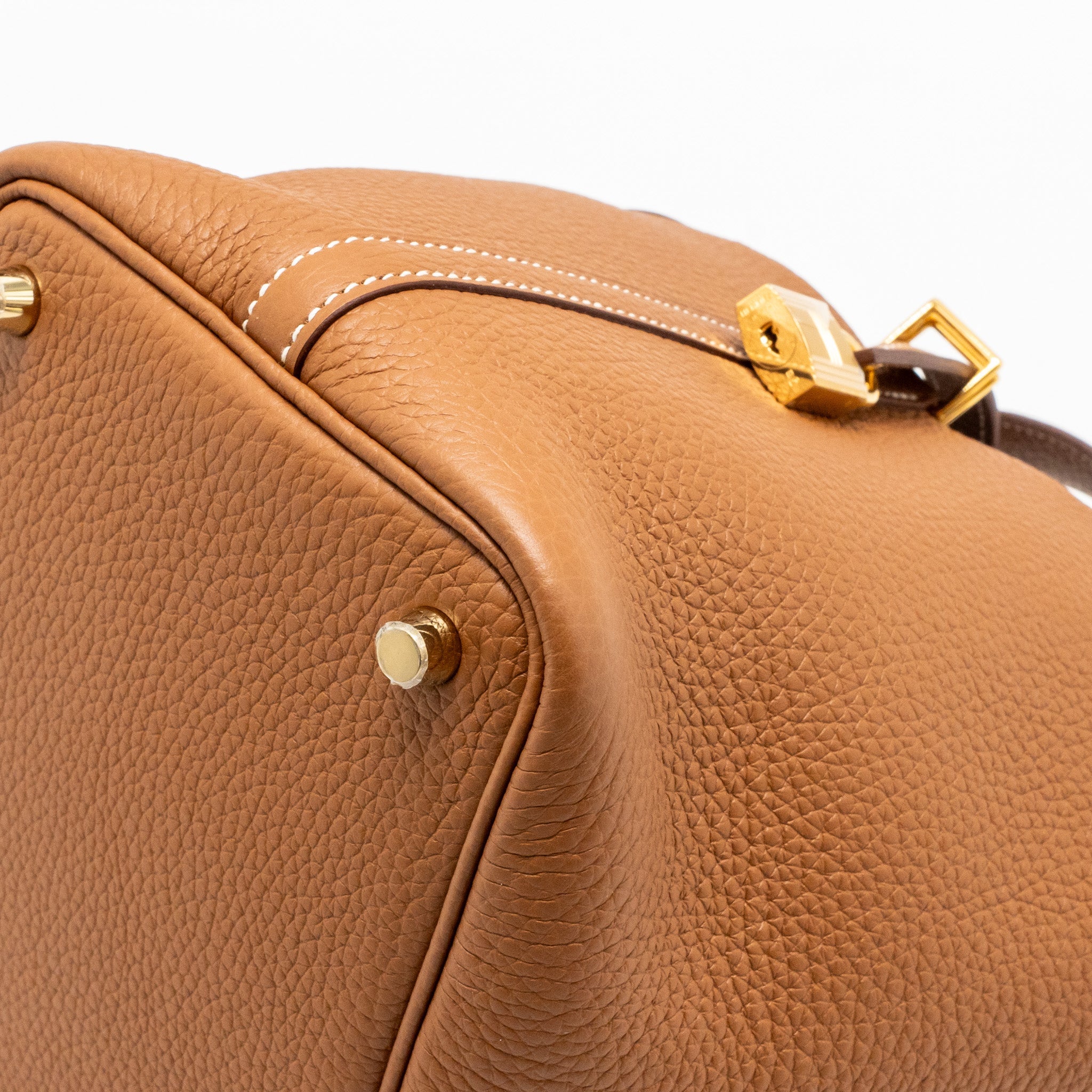 HERMES PICOTIN 18 LOCK BAG CLEMENCE CALFSKIN GOLD GHW