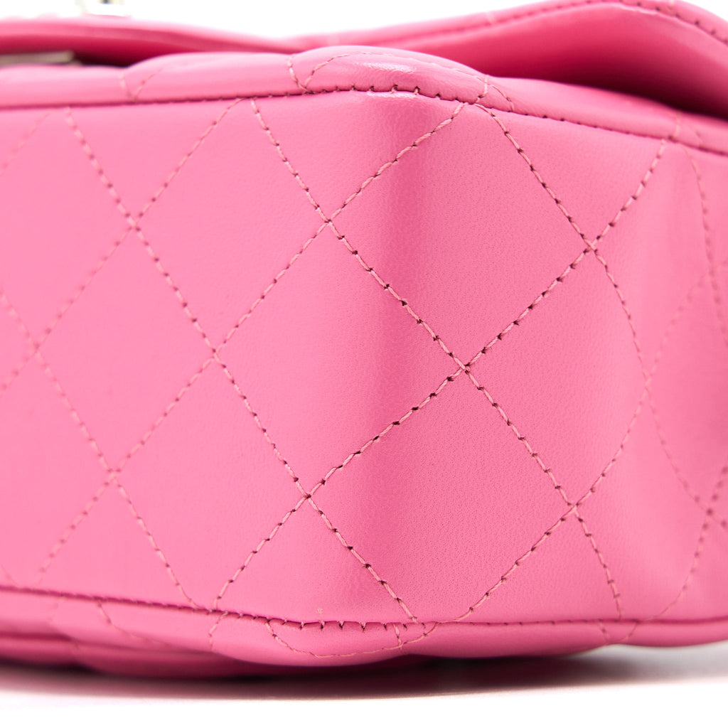 CHANEL CLASSIC MINI RECTANGULAR FLAP BAG LAMBSKIN PINK SHW