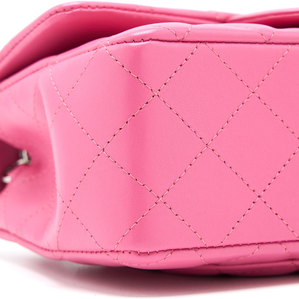 CHANEL CLASSIC MINI RECTANGULAR FLAP BAG LAMBSKIN PINK SHW