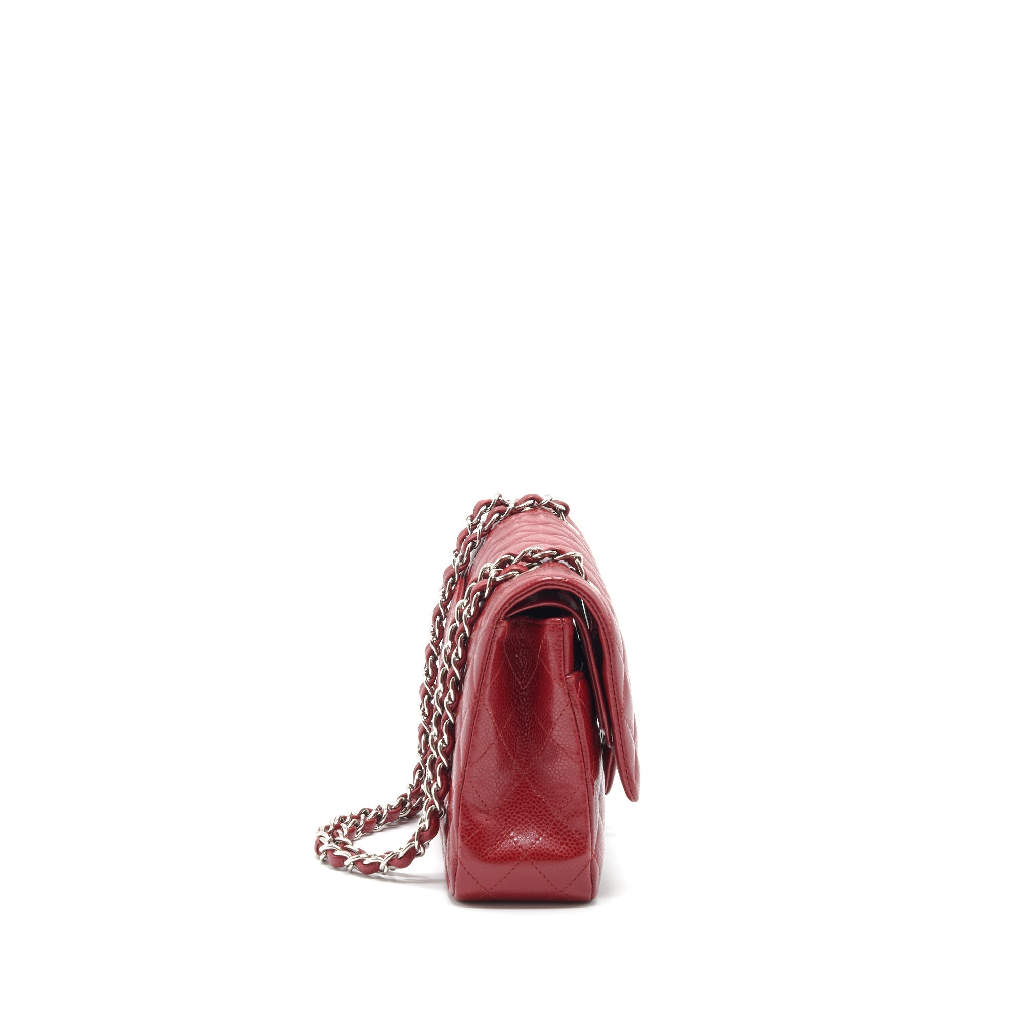 CHANEL MEDIUM CLASSIC DOUBLE FLAP BAG CAVIAR RED SHW