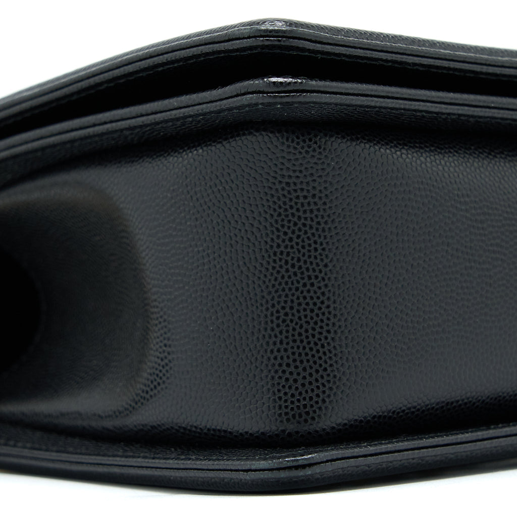 CHANEL MEDIUM BOY BAG CAVIAR BLACK BRUSHED GHW