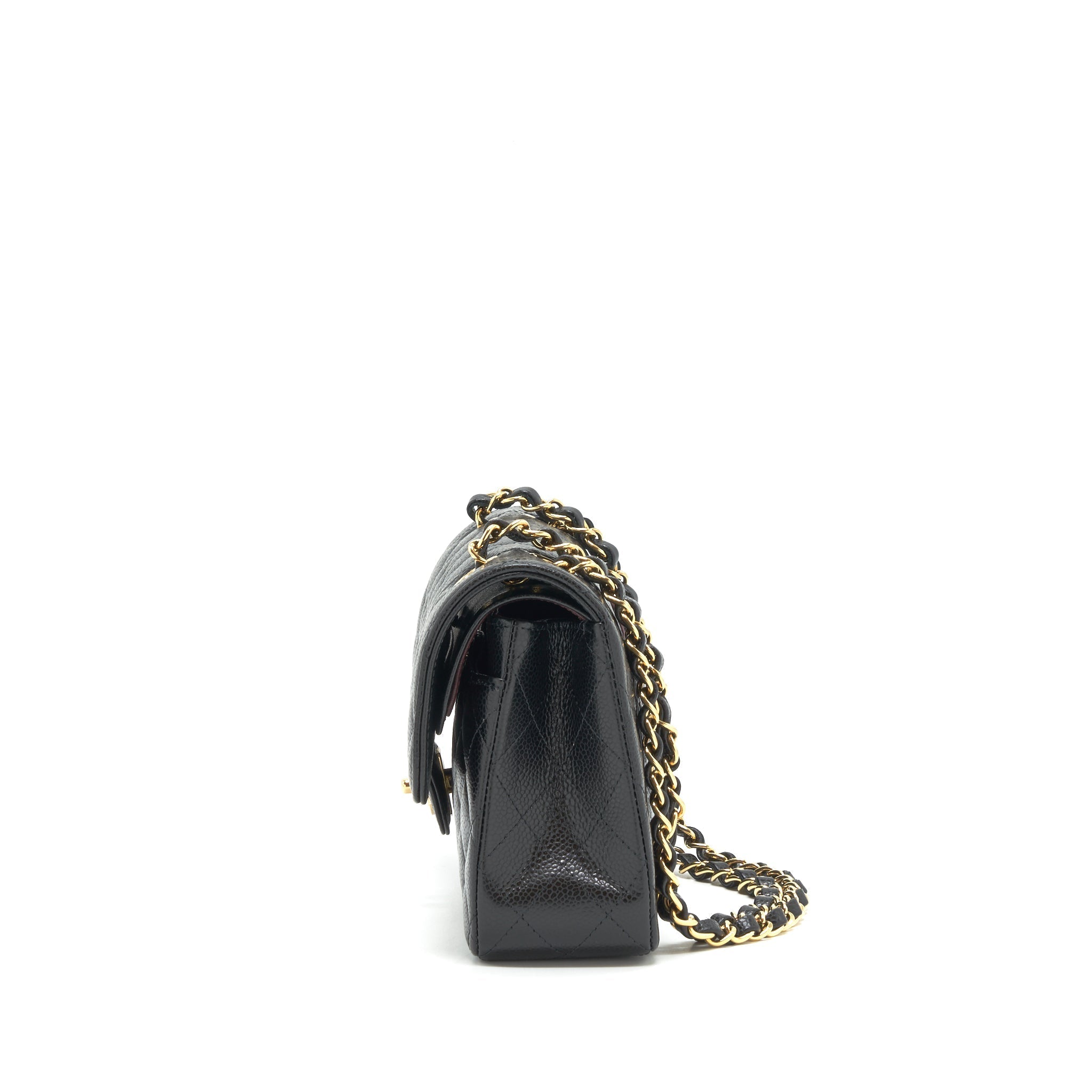 CHANEL SMALL CLASSIC DOUBLE FLAP BAG CAVIAR BLACK GHW (MICROCHIP)
