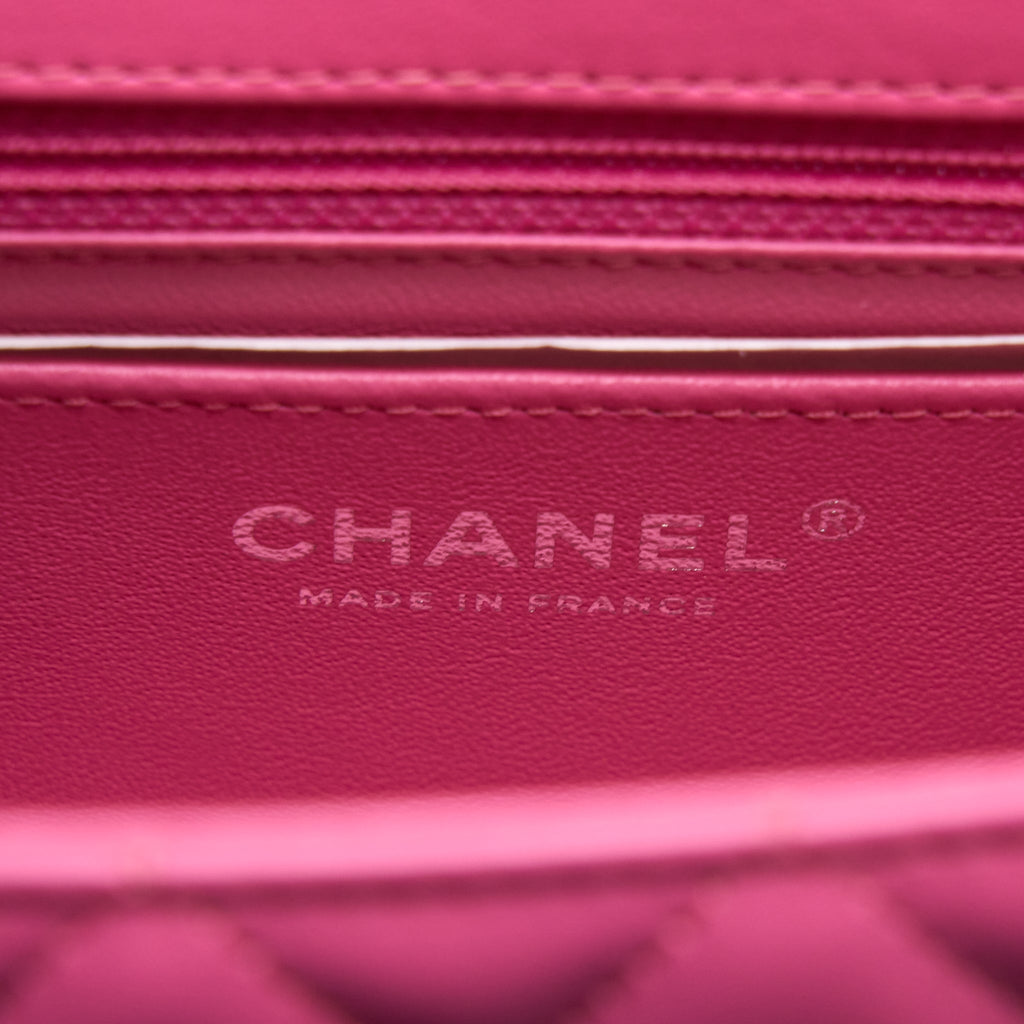 CHANEL CLASSIC MINI RECTANGULAR FLAP BAG LAMBSKIN PINK SHW