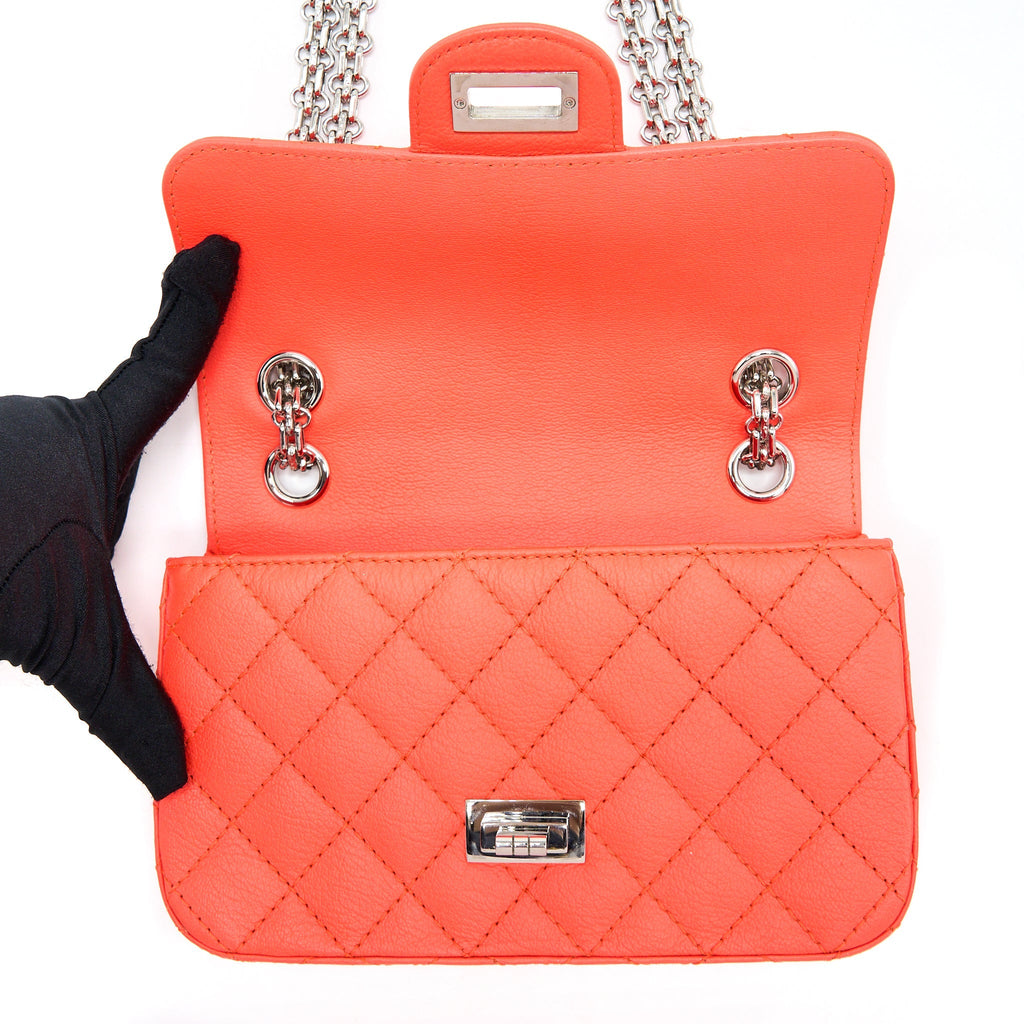 CHANEL MINI 2.55 REISSUE FLAP BAG HOT ORANGE SHW