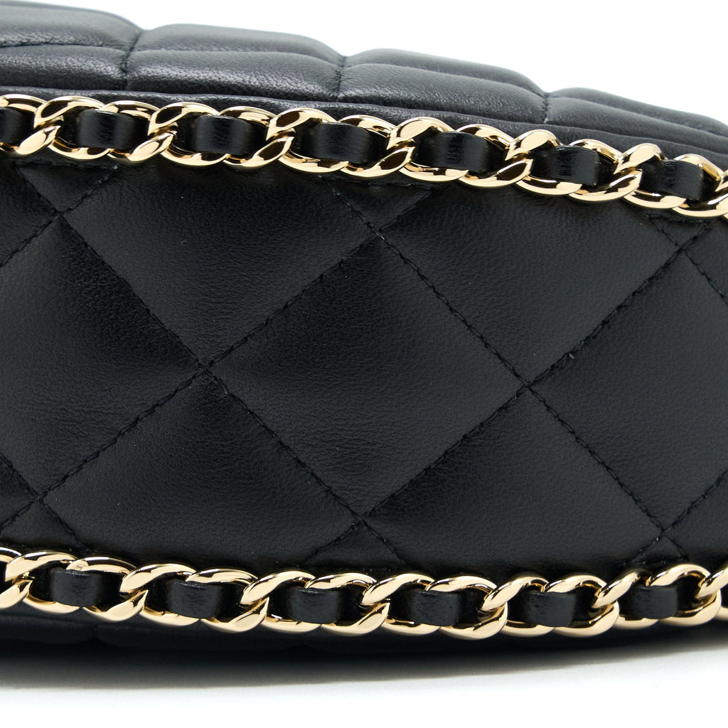 CHANEL SMALL MOON HOBO BAG LAMBSKIN BLACK LGHW (MICROCHIP)