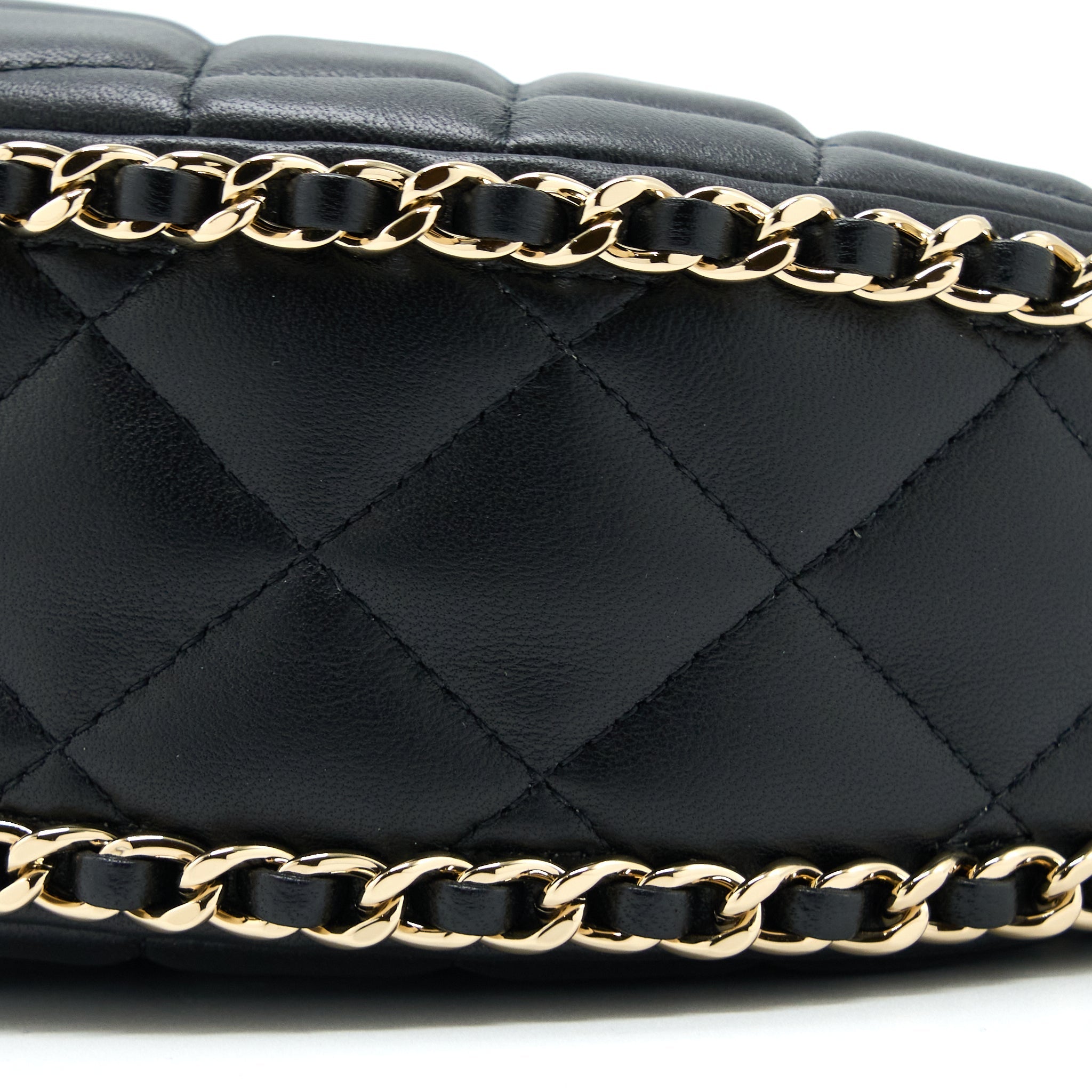 CHANEL SMALL MOON HOBO BAG LAMBSKIN BLACK LGHW (MICROCHIP)