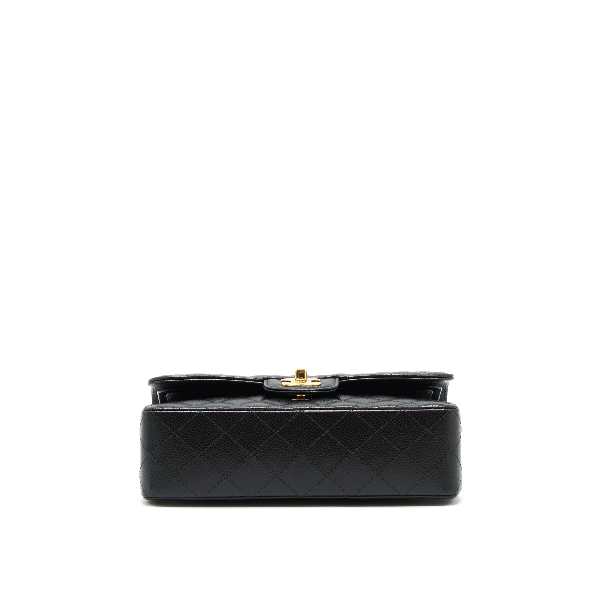 CHANEL SMALL CLASSIC DOUBLE FLAP BAG CAVIAR BLACK GHW (MICROCHIP)
