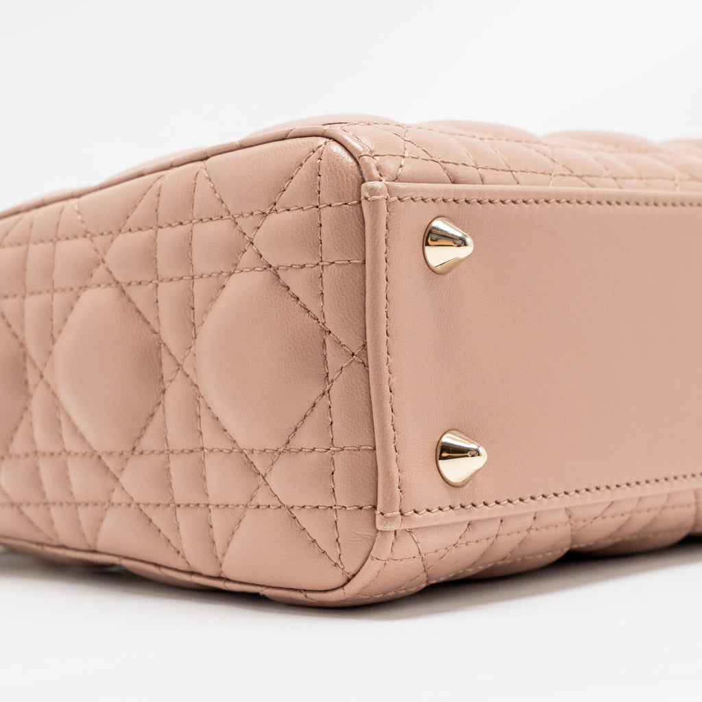 DIOR SMALL LADY DIOR LAMBSKIN DARK PINK LGHW
