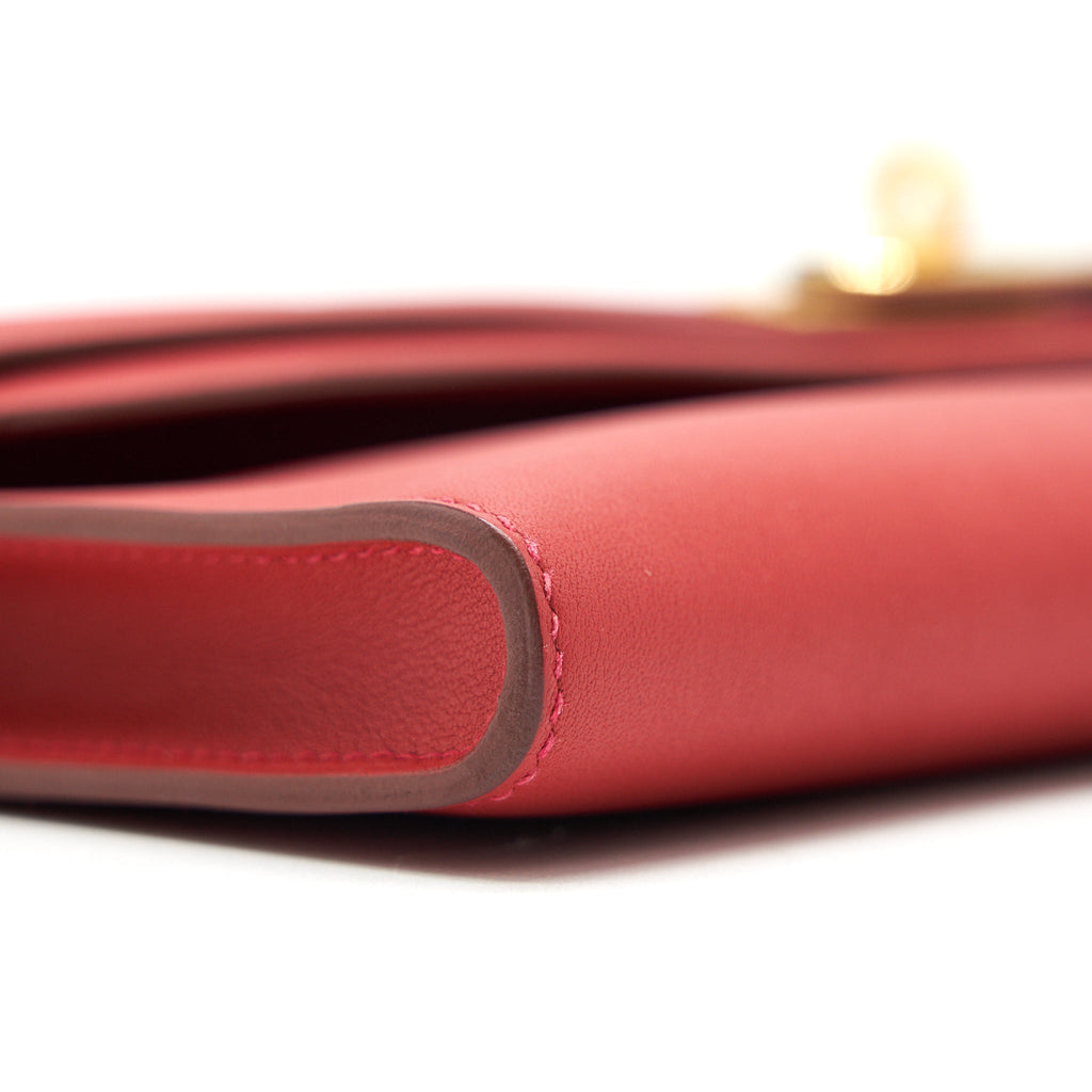 HERMES KELLY CUT BAG SWIFT LEATHER ROUGE TOMATE GHW