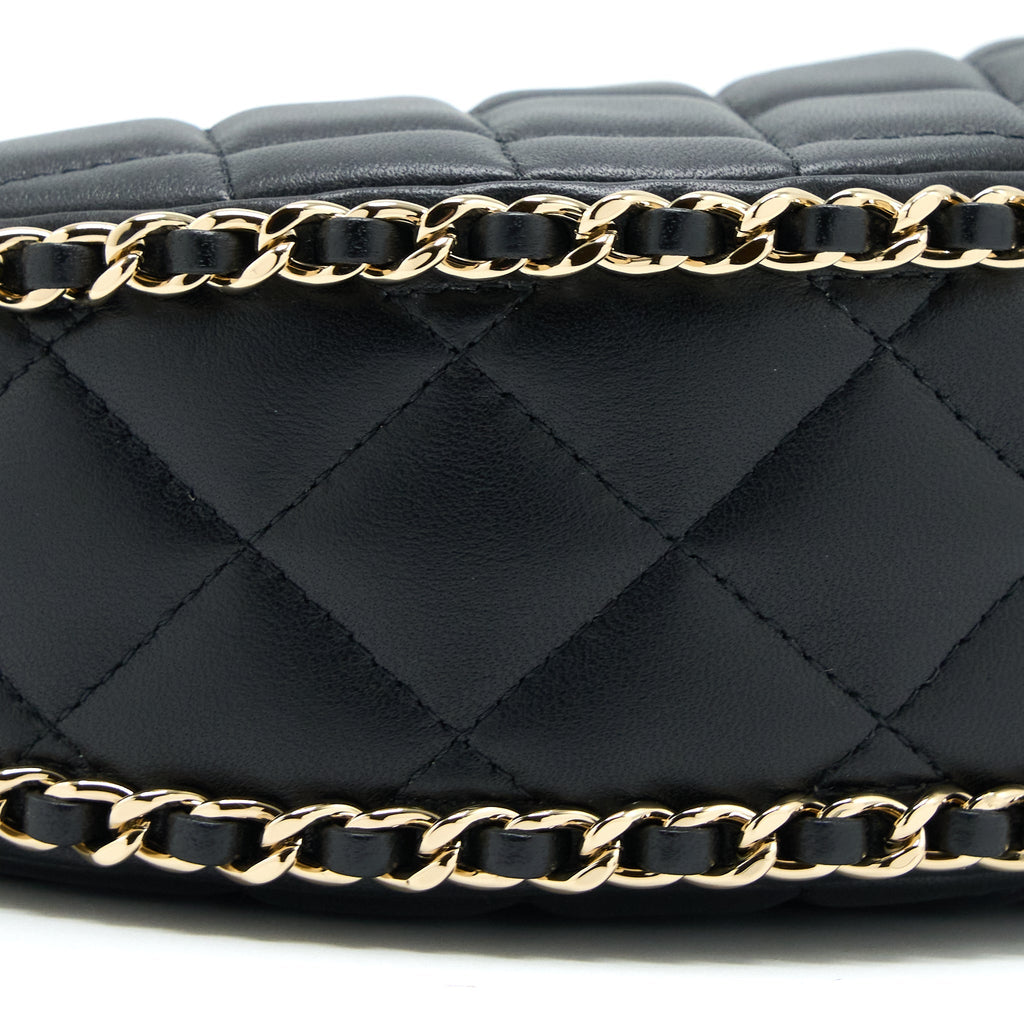 CHANEL SMALL MOON HOBO BAG LAMBSKIN BLACK LGHW (MICROCHIP)