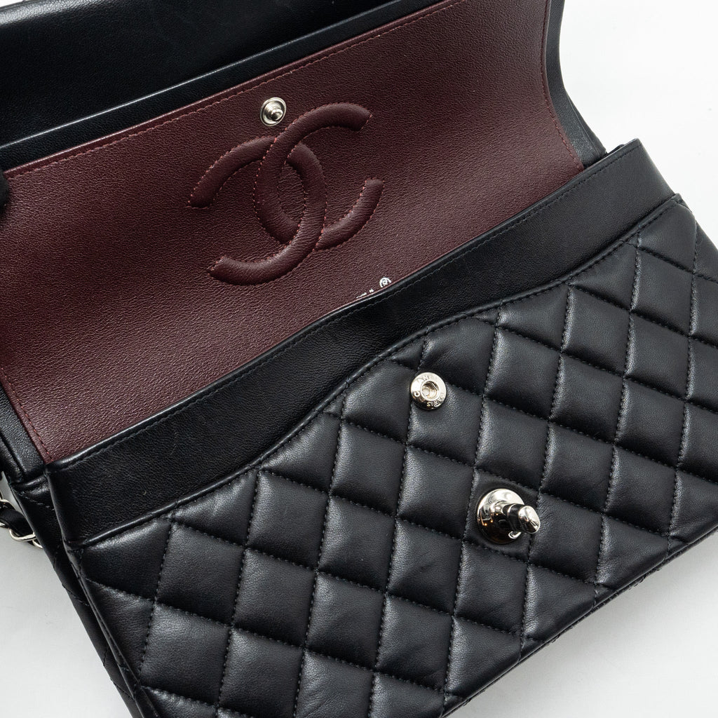 CHANEL MEDIUM CLASSIC DOUBLE FLAP BAG LAMBSKIN BLACK SHW