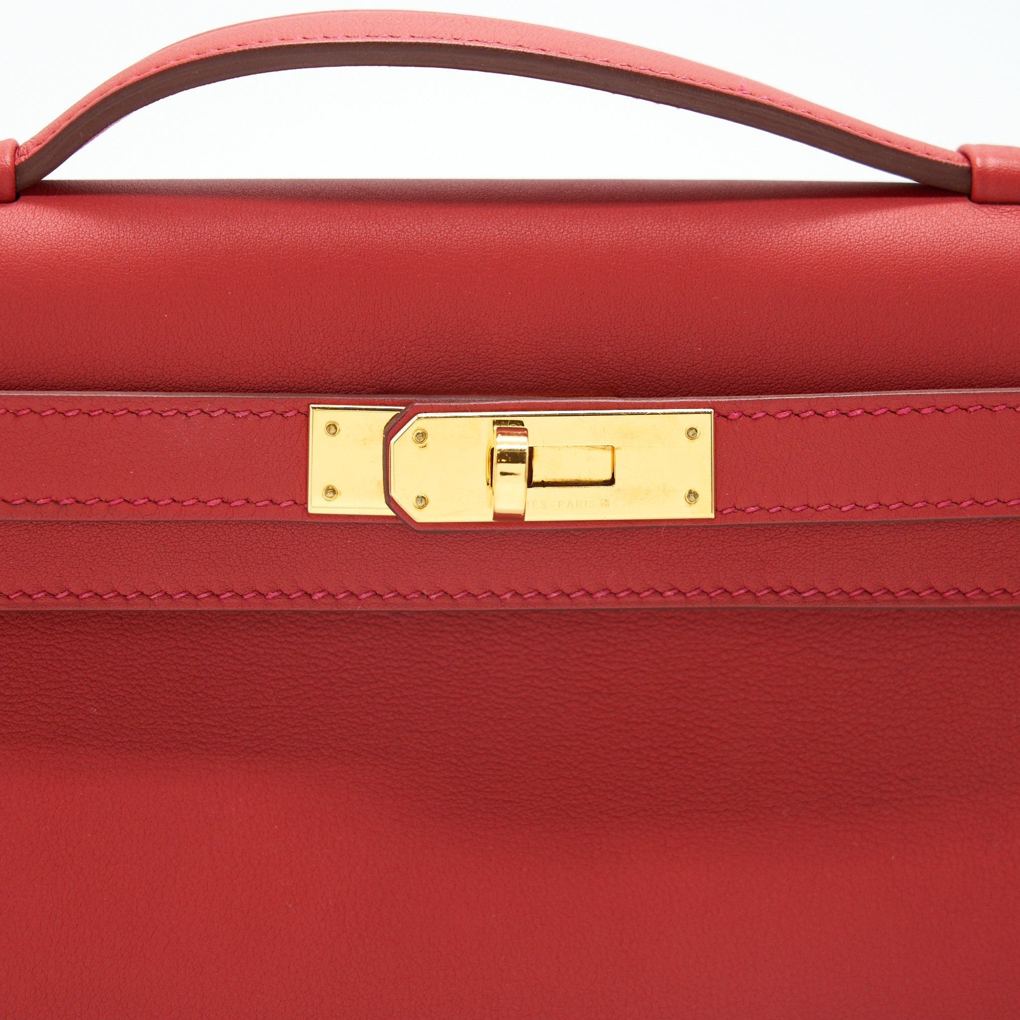 HERMES KELLY CUT BAG SWIFT LEATHER ROUGE TOMATE GHW